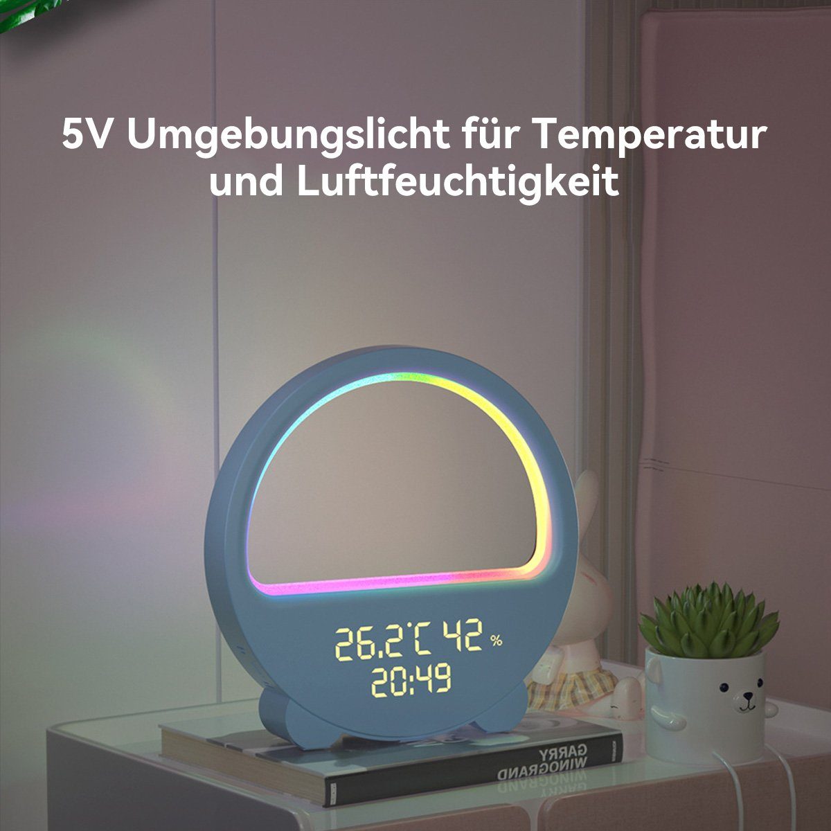 Farben Nachtlicht Lila 17 DOPWii Intelligentes Thermo-Hygrometer Umgebungslicht