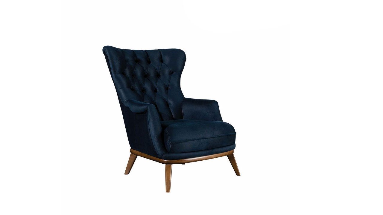 JVmoebel Chesterfield-Sessel Blauer Luxus Sessel Einsitzer Textilmöbel Wohnzimmer Einrichtung (1-St., Sessel), Made in Europa