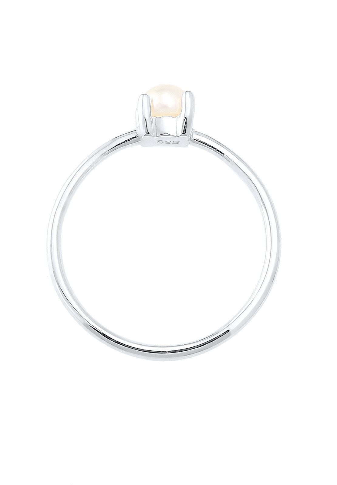 Elli Perlenring Süßwasserperle Weiß Rund 925 Sterling Silber