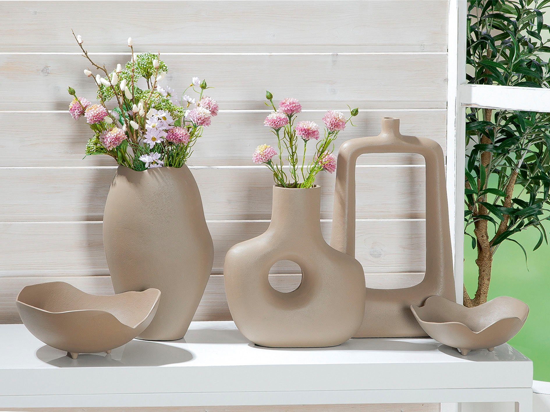 in by Helena, rechteckiger aus (1 Casablanca Aluminium, beige, Vase Form, ca. Gilde braun 41,5 Höhe Dekovase St), cm Tischvase