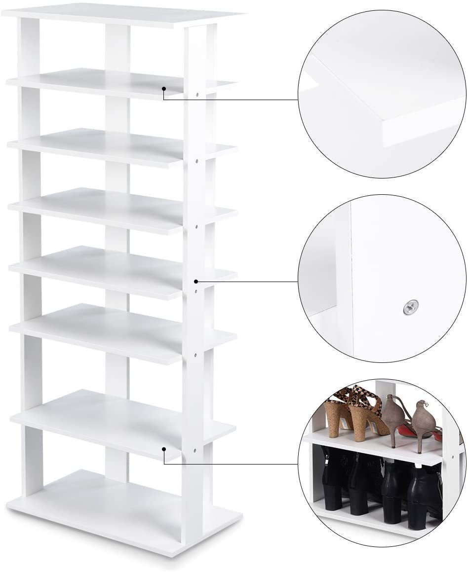COSTWAY Schuhregal, 8 Ebene, mit verstellbaren Regalhöhen, 110cm