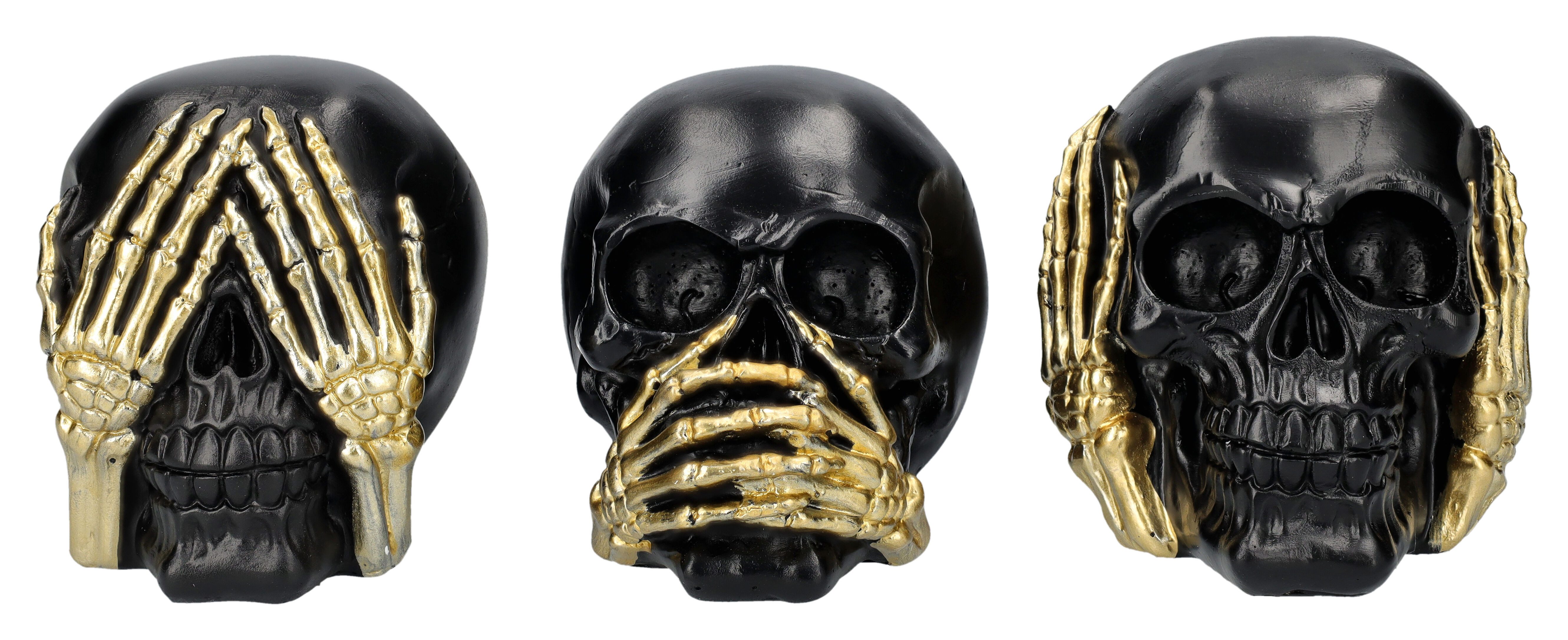 Figuren Shop GmbH Dekofigur Totenköpfe schwarz-gold günstig online kaufen