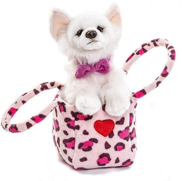 Uni-Toys Kuscheltier Chihuahua weiß, in Tasche - 18 cm (Höhe) - Plüsch-Hund - Plüschtier, zu 100 % recyceltes Füllmaterial