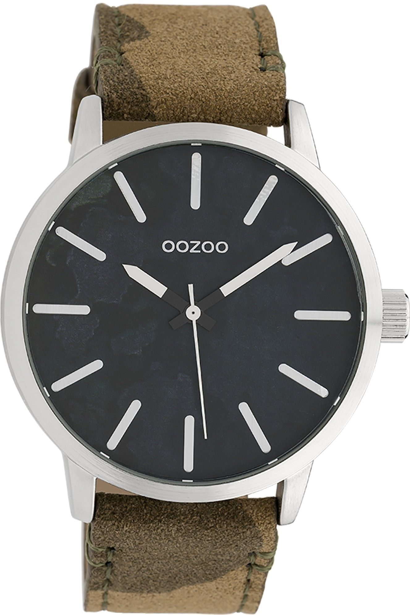 OOZOO Quarzuhr Oozoo Unisex Armbanduhr Timepieces Analog, Damen, Herrenuhr  rund, groß (ca. 45mm) Lederarmband, Fashion-Style, Japanisches Laufwerk