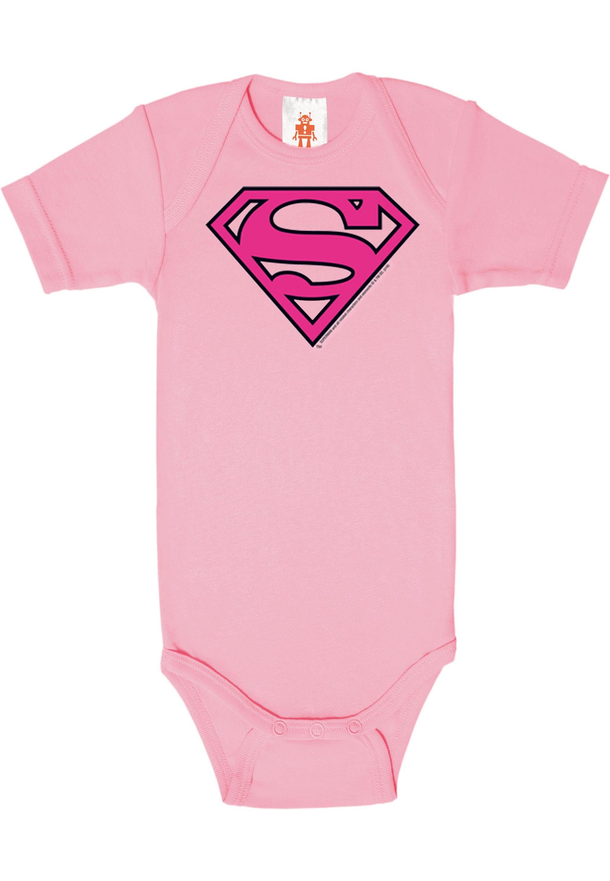 (Pink) DC Print rosa Body mit LOGOSHIRT coolem Logo Superman -