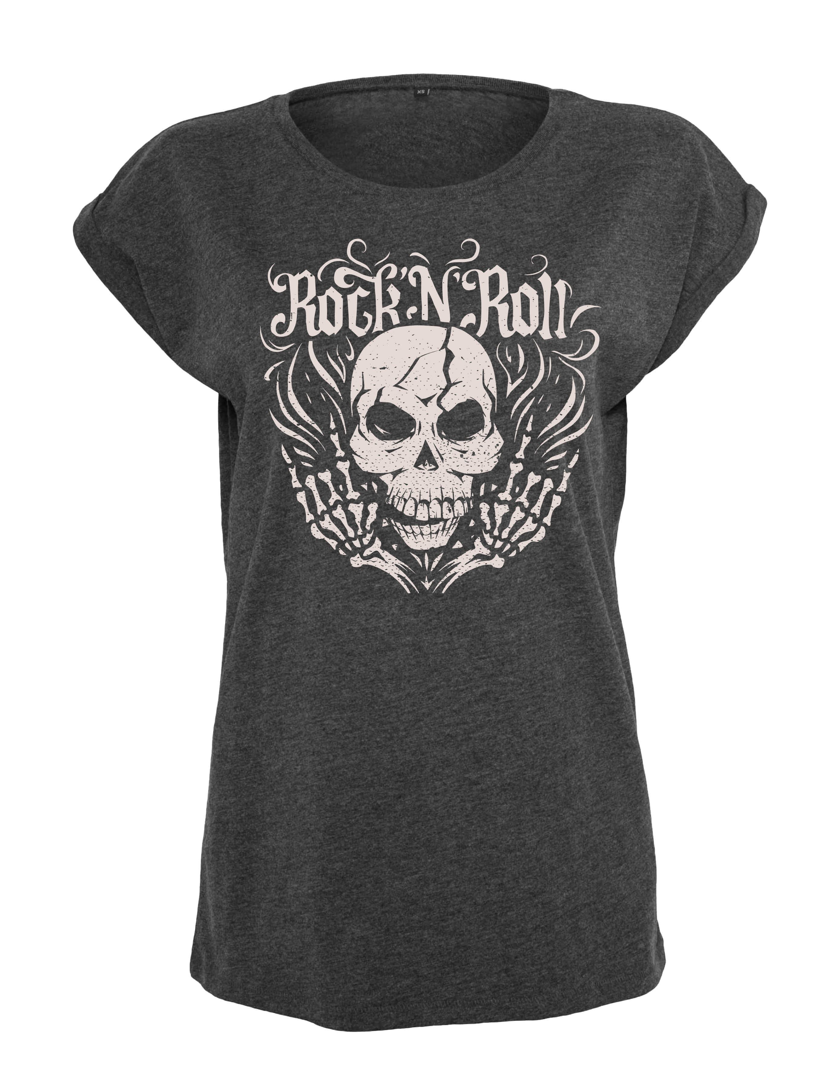 Youth Designz Print-Shirt "Skull Rock N Roll" Damen T-Shirt Statement oder Geschenk Frauen Motiv mit stylischen Aufdruck für Musik fans