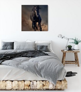 Pixxprint Leinwandbild Elegantes schwarzes Pferd, Elegantes schwarzes Pferd (1 St), Leinwandbild fertig bespannt, inkl. Zackenaufhänger