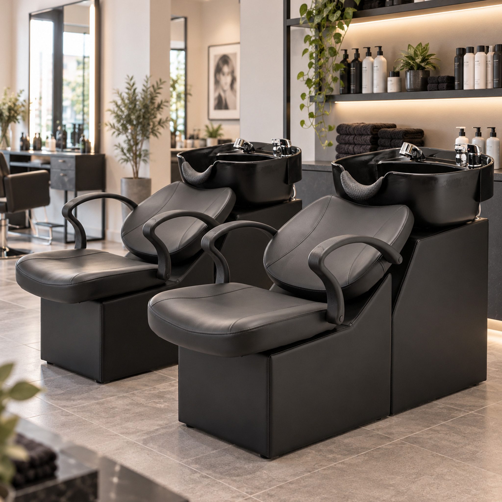 Thanaddo Waschbecken Friseurstuhl mit Waschbecken Friseurwaschsessel – Bild 2 von 5