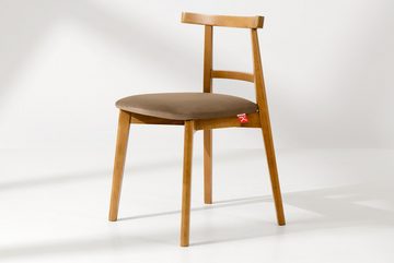 Konsimo Esszimmerstuhl Esstischstühle LILIO Holzstühle Polsterstühle 2 St, hergestellt in der EU, Vintage-Stil, Buchenholzrahmen, Farbe Eiche hell