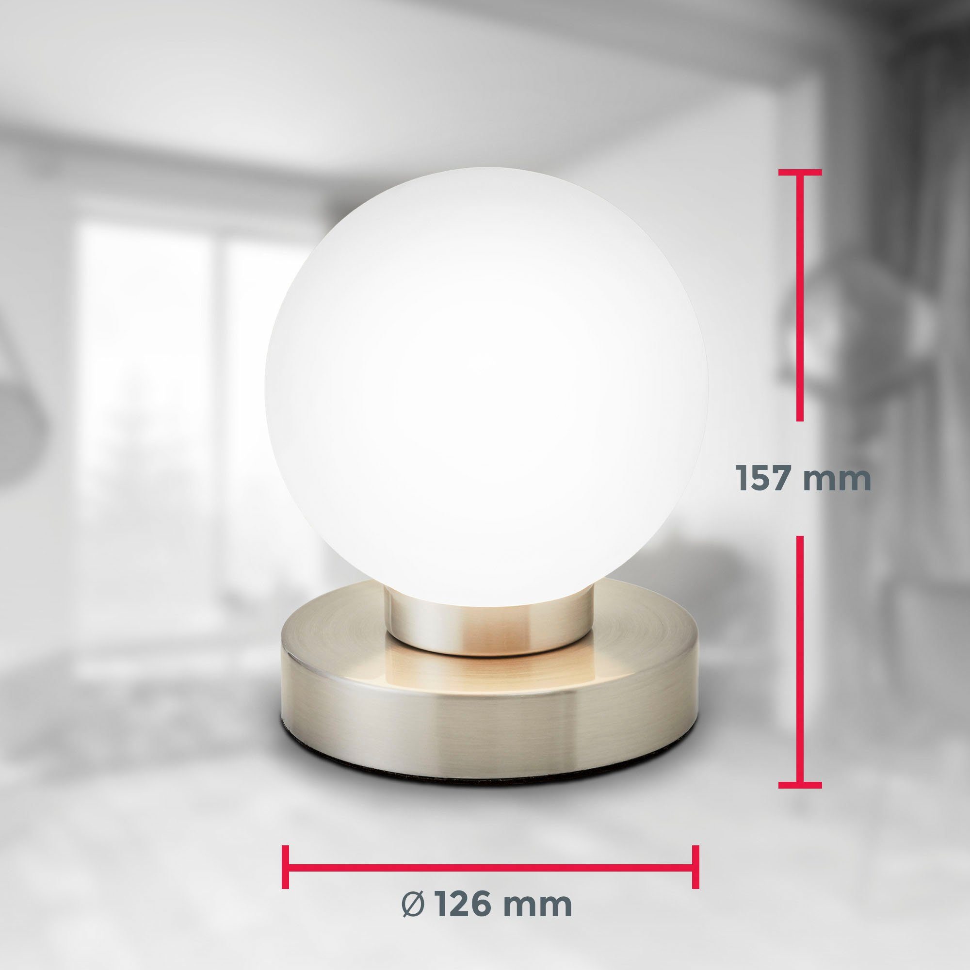 B.K.Licht Tischleuchte BK_TL1087 Tischlampe, Nachttischlampe mit Berührungssensor, Dimmbar, Dimmfunktion, ohne Leuchtmittel, Touchfunktion, Stufen-dimmer, E14,  – Bild 5 von 5