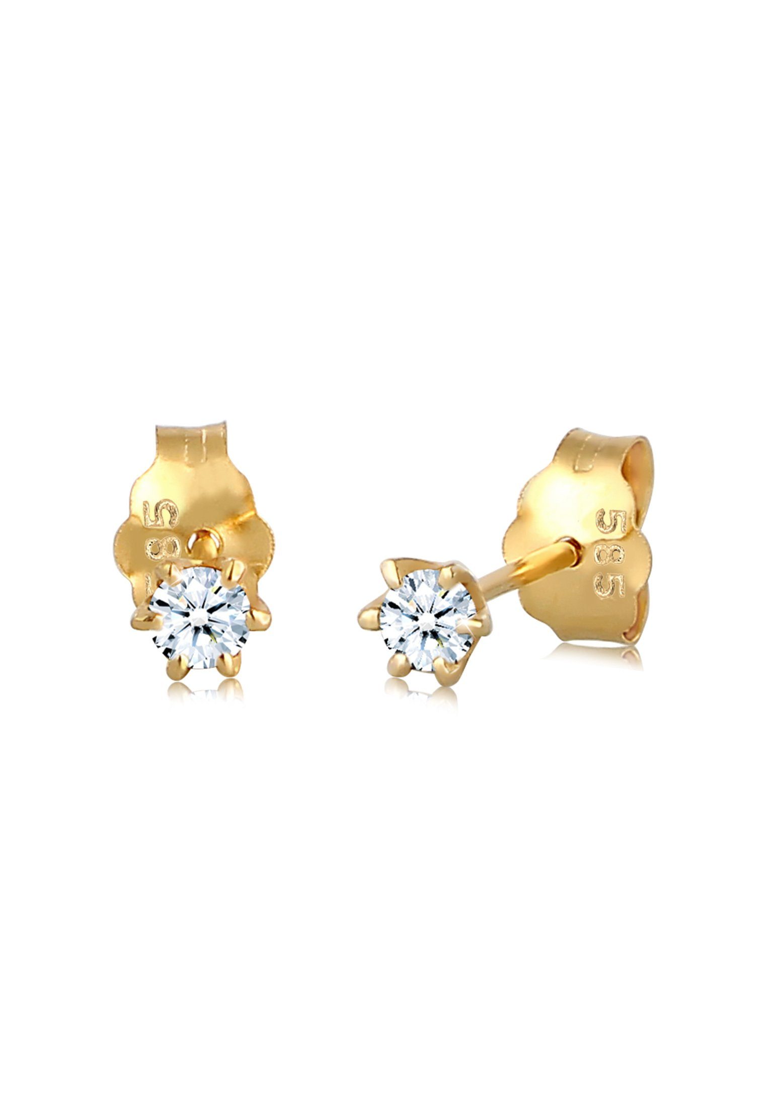 Elli DIAMONDS Paar Ohrstecker »Elegant Klassisch Diamant (0.12 ct) 585  Gelbgold«