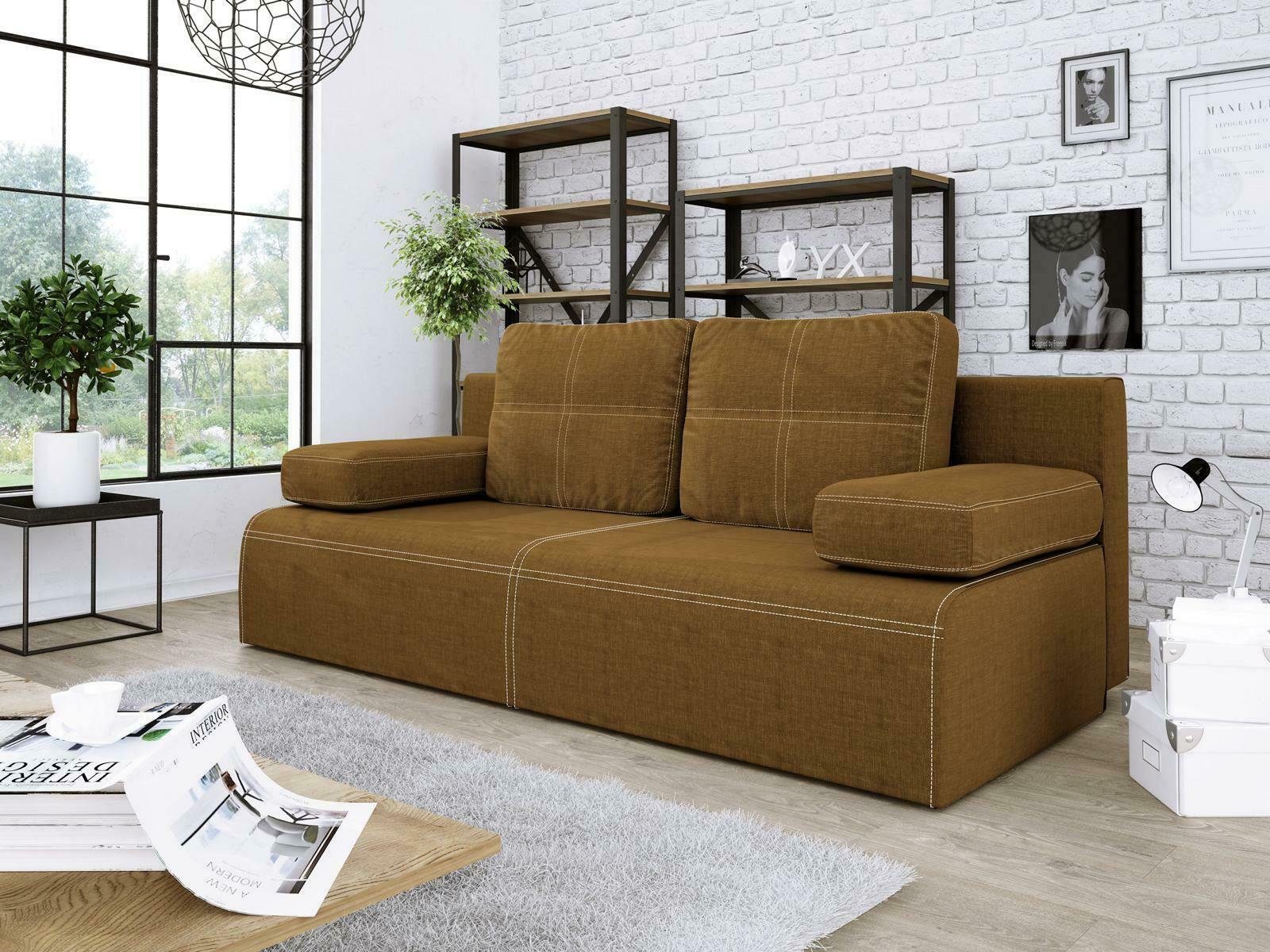 JVmoebel Sofa Grüner Dreisitzer Stoffsofa Luxus Design Möbel Couch Neu, Made in Europe Braun