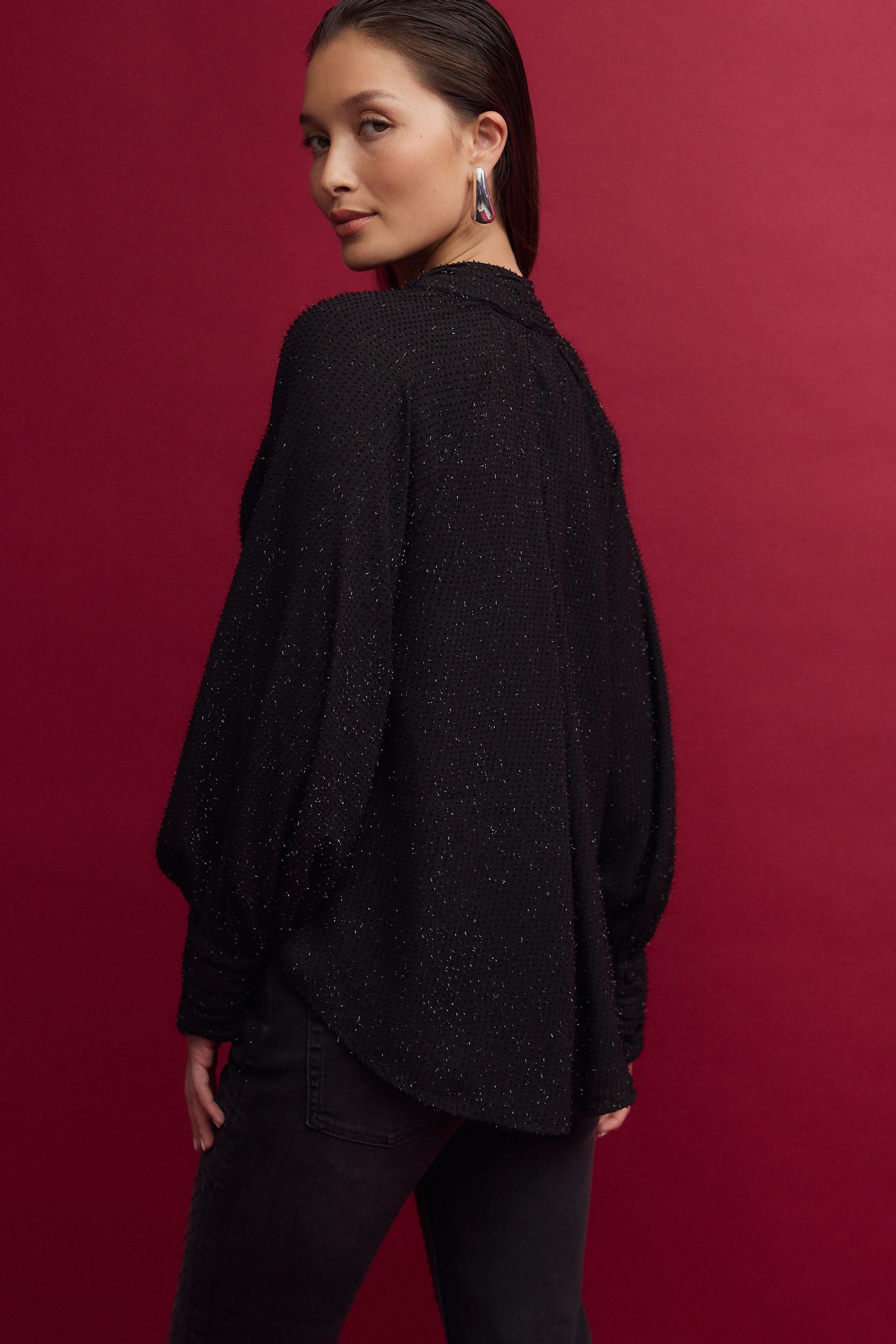 Next Langarmbluse Langärmelige Bluse mit Bindeausschnitt günstig online kaufen