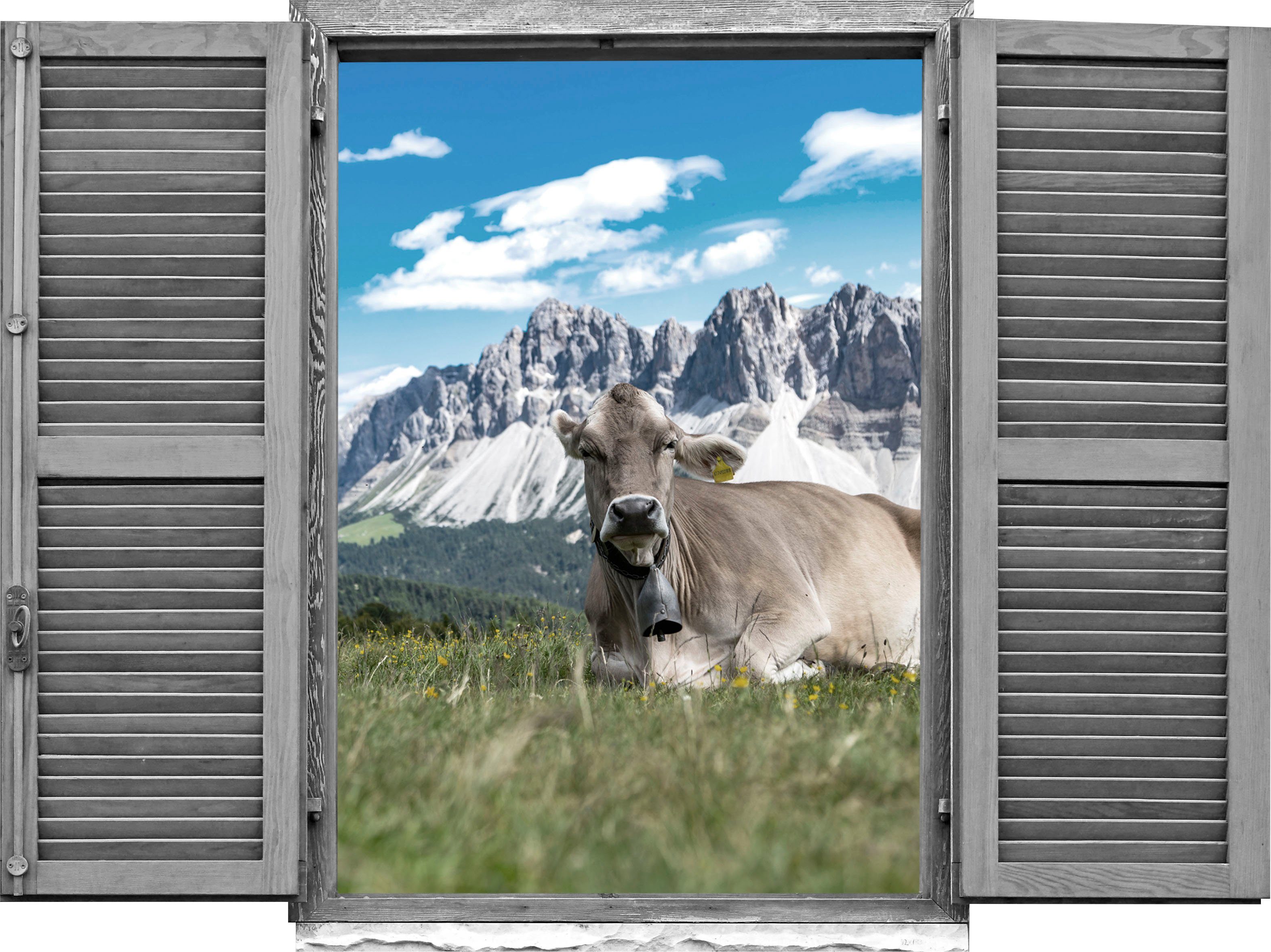 queence Wandtattoo Kühe (1 St), Wandsticker, Wandbild, selbstklebend, 3D, Fenster