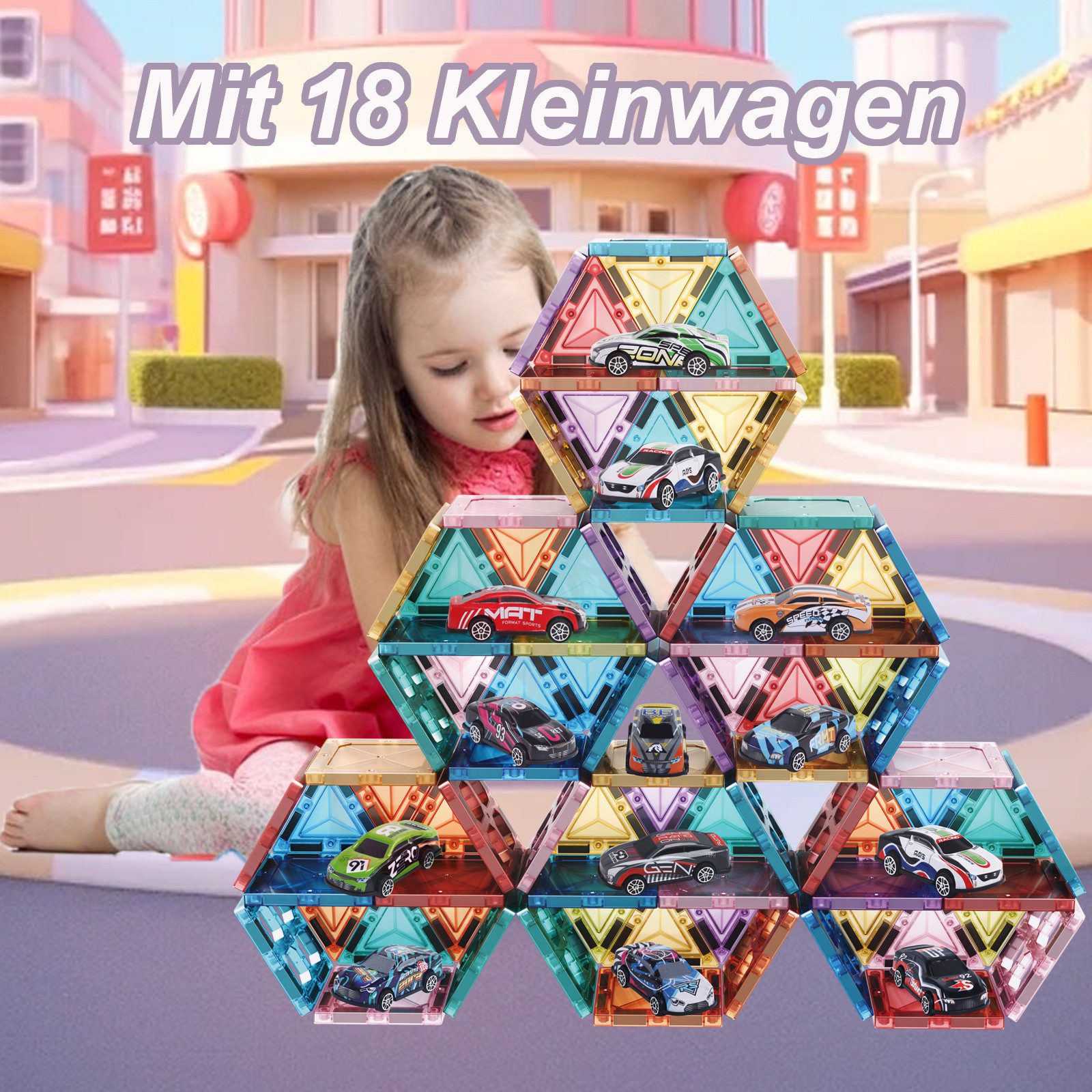 Esun Magnetische Bausteine, 108 Teile Starker Magnet Spielzeug Kinder Magnetspielbausteine, (Set, 108 St., Komplettset), Farbenfrohe Magnetbausteine für Kinder ab 3 Jahre