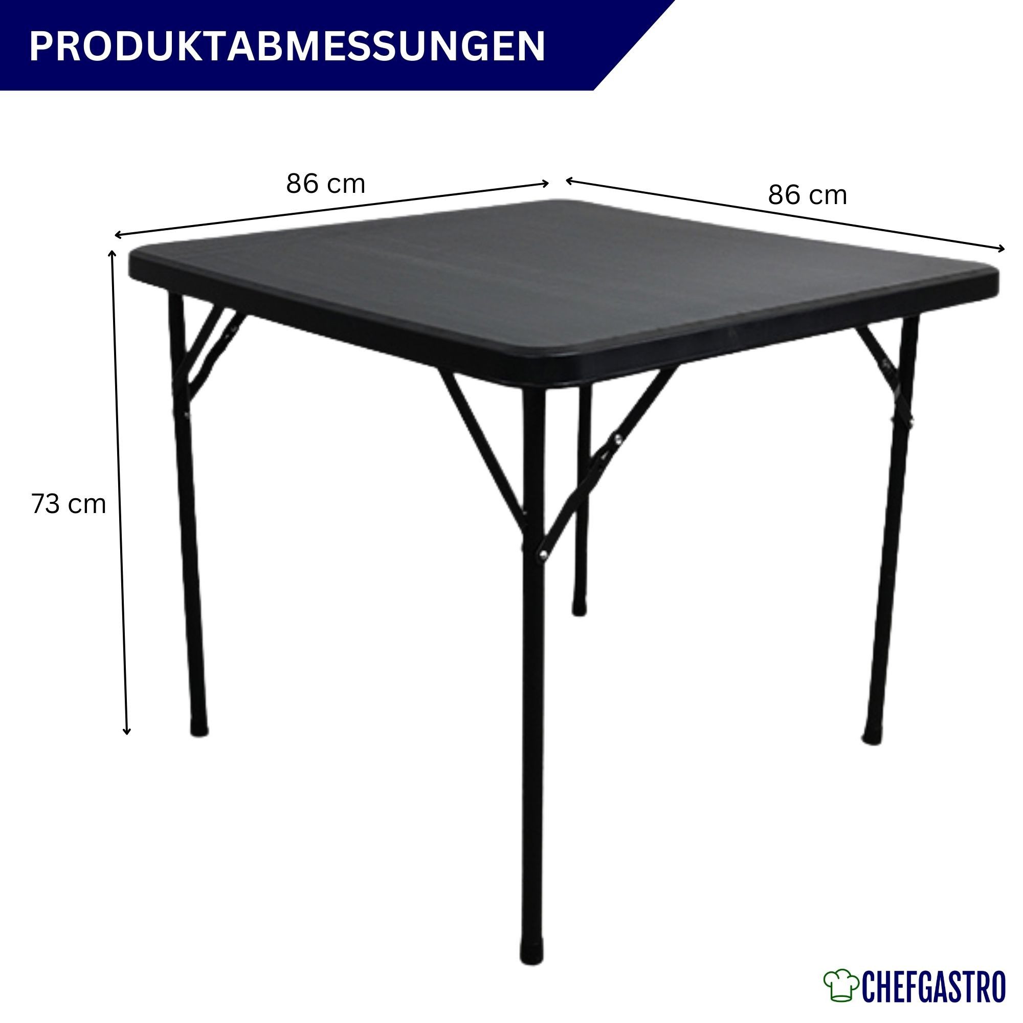 PROREGAL® Gartentisch Balkontisch klappbar 86x86cm 4 Personen Schwarz wetterfest, Hochwertiger Gartentisch Outdoortisch für Garten Terrasse oder Balkon