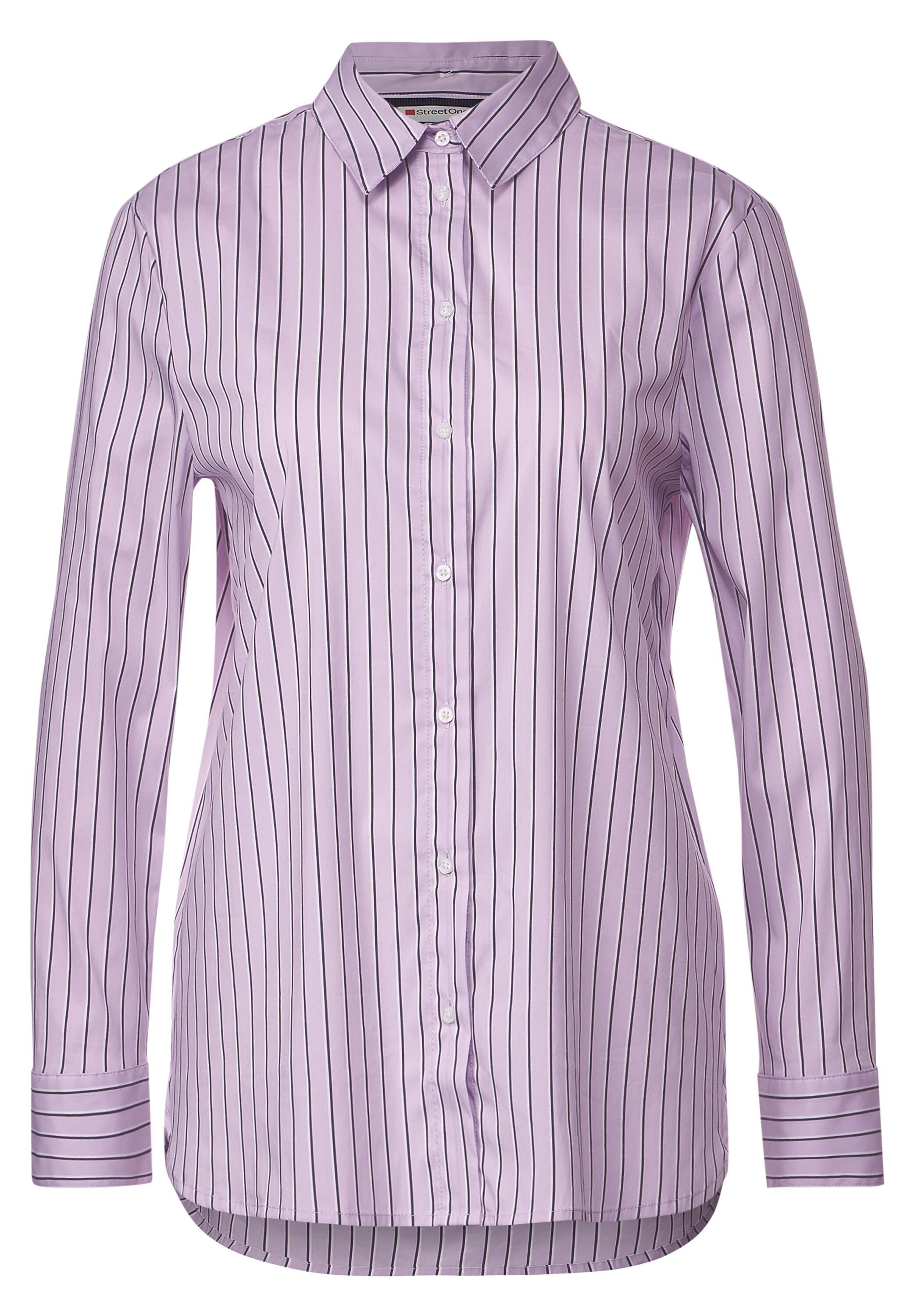 STREET ONE Longbluse Office office Streifenbluse pure Streifenmuster soft LTD lilac blouse QR Striped