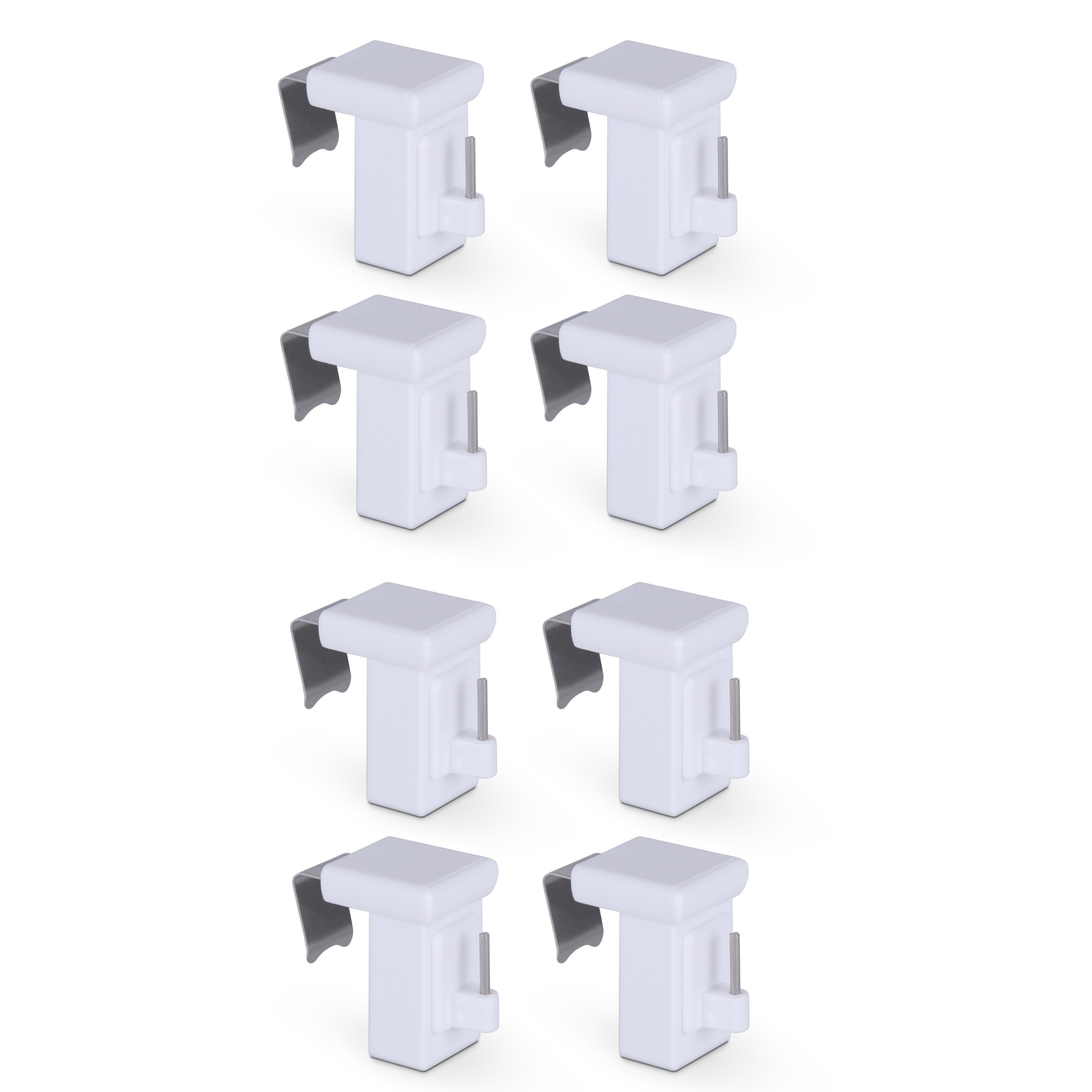 Bestlivings Klemmträger für Fensterrahmenstärke 10-27 mm, für Vitragestangen, (8-tlg), aus robustem und langlebigem Kunststoff, drehbar