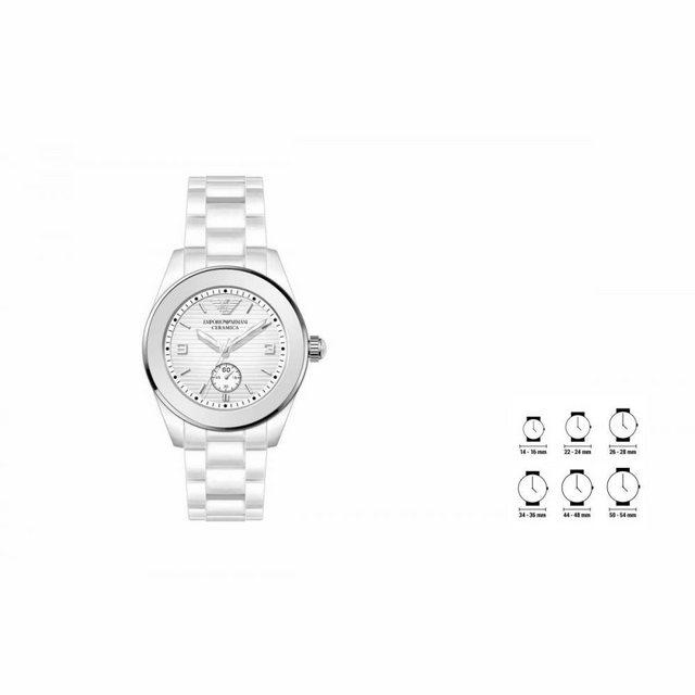Giorgio Armani Quarzuhr Armani Damenuhr AR1425 Ø 39 mm Armbanduhr Uhr Keramik-Armband weiß