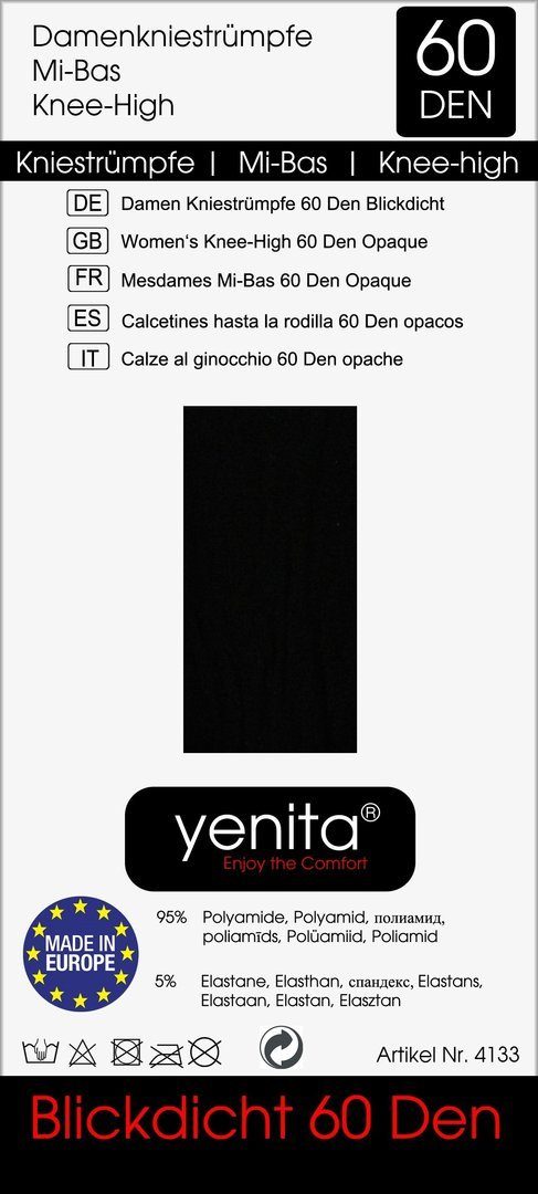 Yenita® Feinkniestrümpfe (10-Paar) in matter blickdichter schwarz Optik