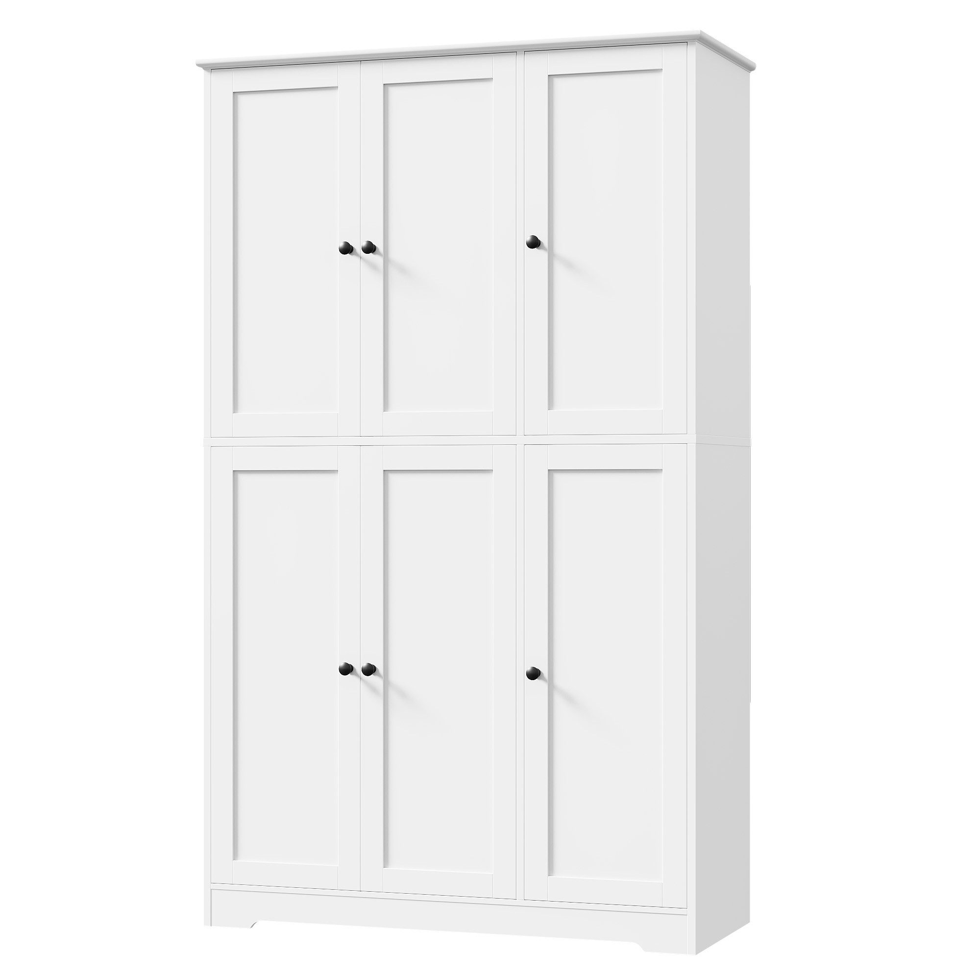 Homfa Mehrzweckschrank Küchenschrank Drehtürenschrank Kleiderschrank mit 6 Türen, Breite 106 cm, Höhe 180 cm, Weiß