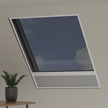 Dachfensterrollo 80x120, Lichtdurchlässig, Grau mit schwarzem Insektenschutz, Cocoon Home, verschraubt