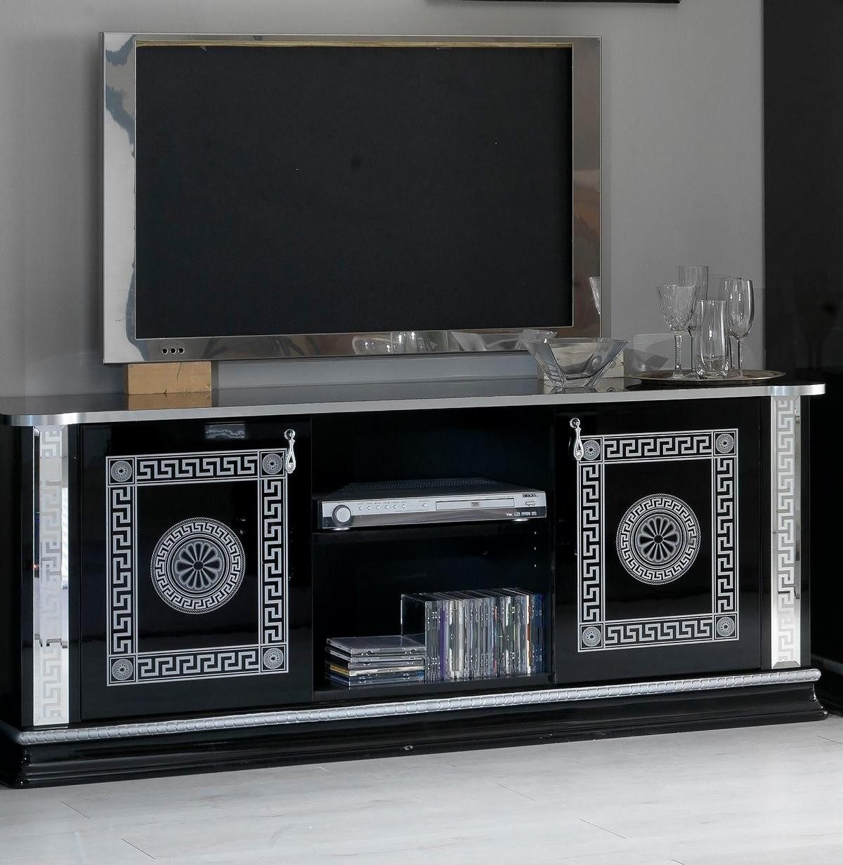 Xlmoebel TV-Schrank Schwarz Lowboard Möbel Fernsehtisch Design RTV Schrank Made in Europa