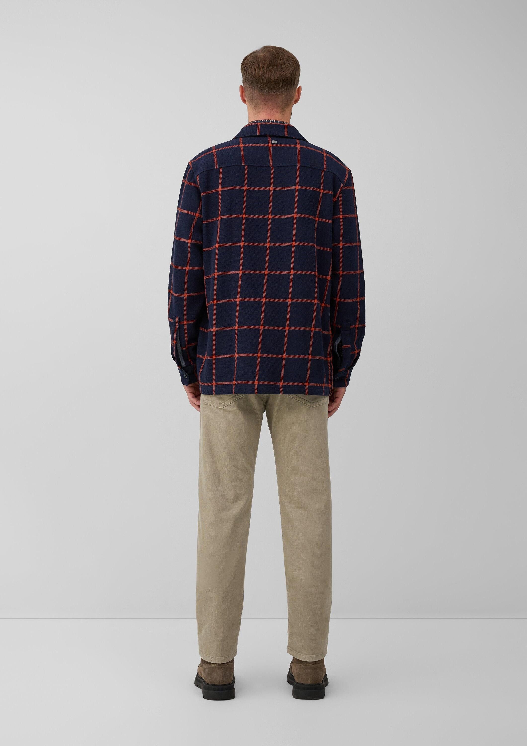 s.Oliver Langarmhemd Hemd Kariertes Overshirt mit Kentkragen und Brusttaschen