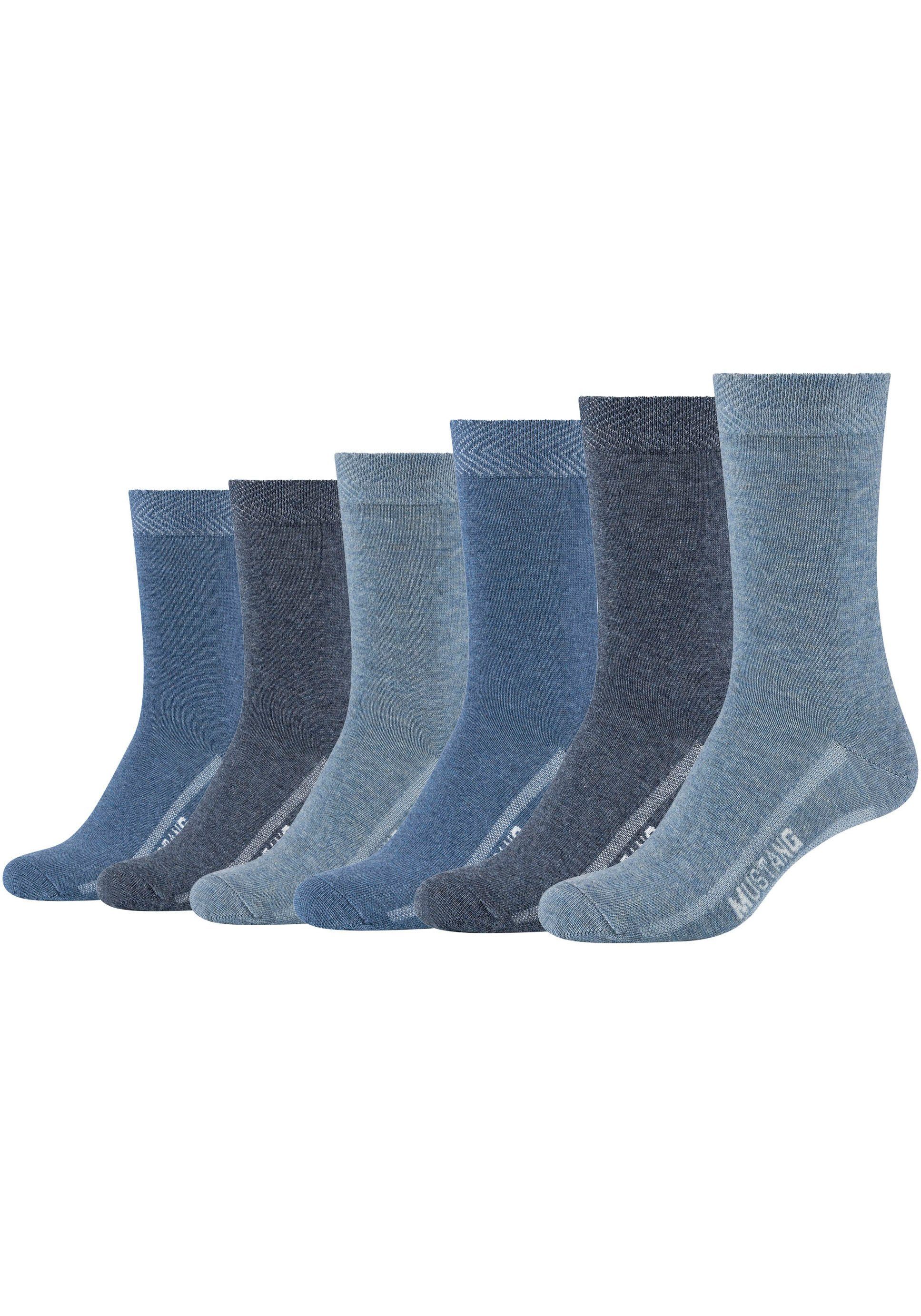 Fersen- 6-Paar) MUSTANG Socken und (Packung, Verstärktem Zehenbereich jeans-mix