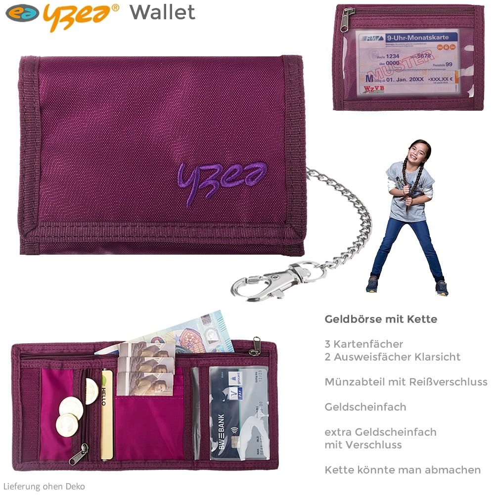 yzea® Geldbörse Schülerbörse Klettbörse Schüler Börse Geldbeutel, Portemonnaie Wallet mit Schlüsselkette Schule Kinder + Trinkflasche