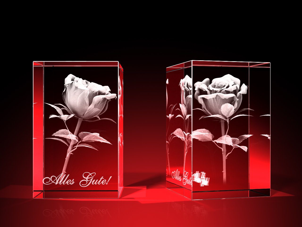 GLASFOTO.COM Dekofigur eine realistische 3D Rose unvergänglich im Glas