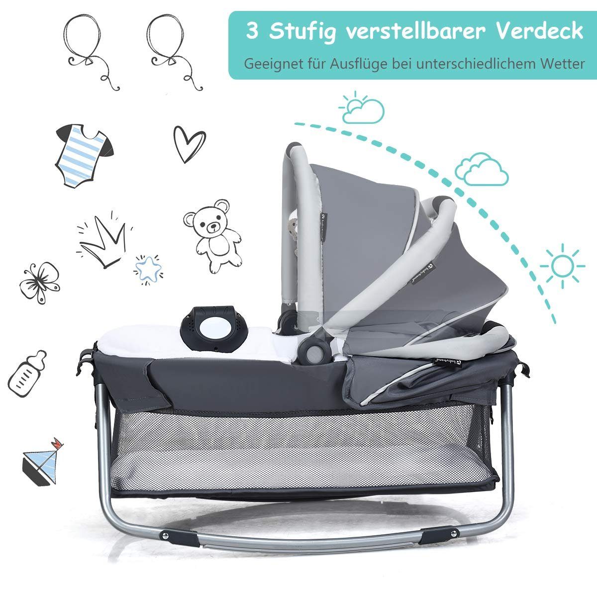 COSTWAY Baby-Reisebett, faltbar mit Spielbügel & günstig online kaufen
