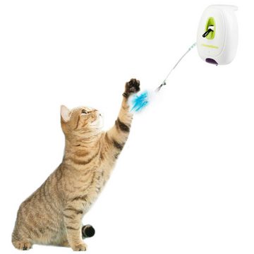 all for paws Tier-Intelligenzspielzeug Elektrisches interaktives Katzenspielzeug Jumping Wand, Kunststoff, Federwedel mit Bewegungssensor
