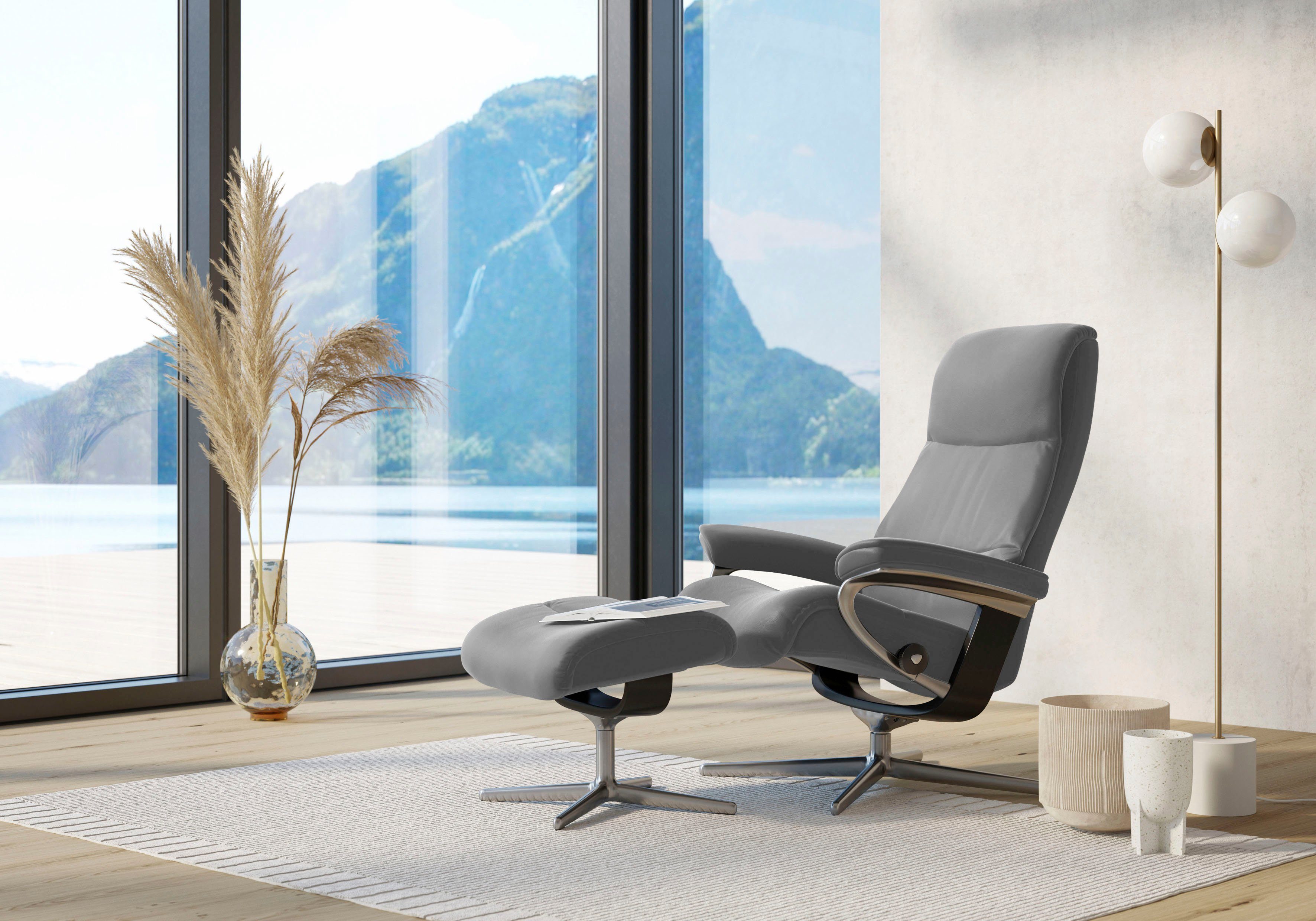 Stressless® Relaxsessel View, mit Cross Base, Größe S, M & L, Holzakzent Schwarz