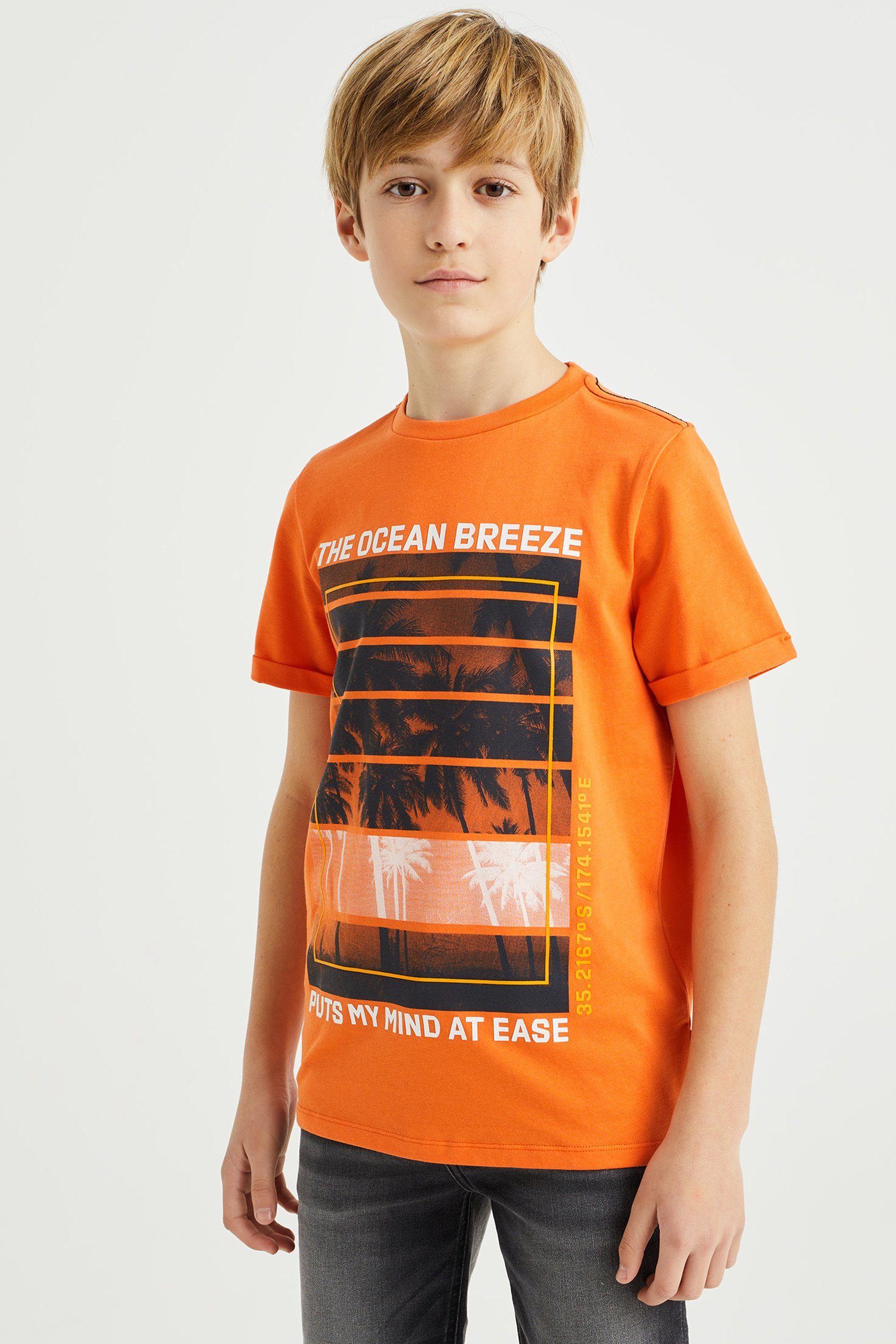 Knallorange (1-tlg) Fashion T-Shirt WE