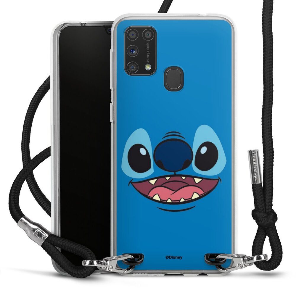DeinDesign Handyhülle Lilo & Stitch Disney Offizielles Lizenzprodukt Stitch Closeup, Samsung Galaxy M31 Handykette Hülle mit Band Case zum Umhängen