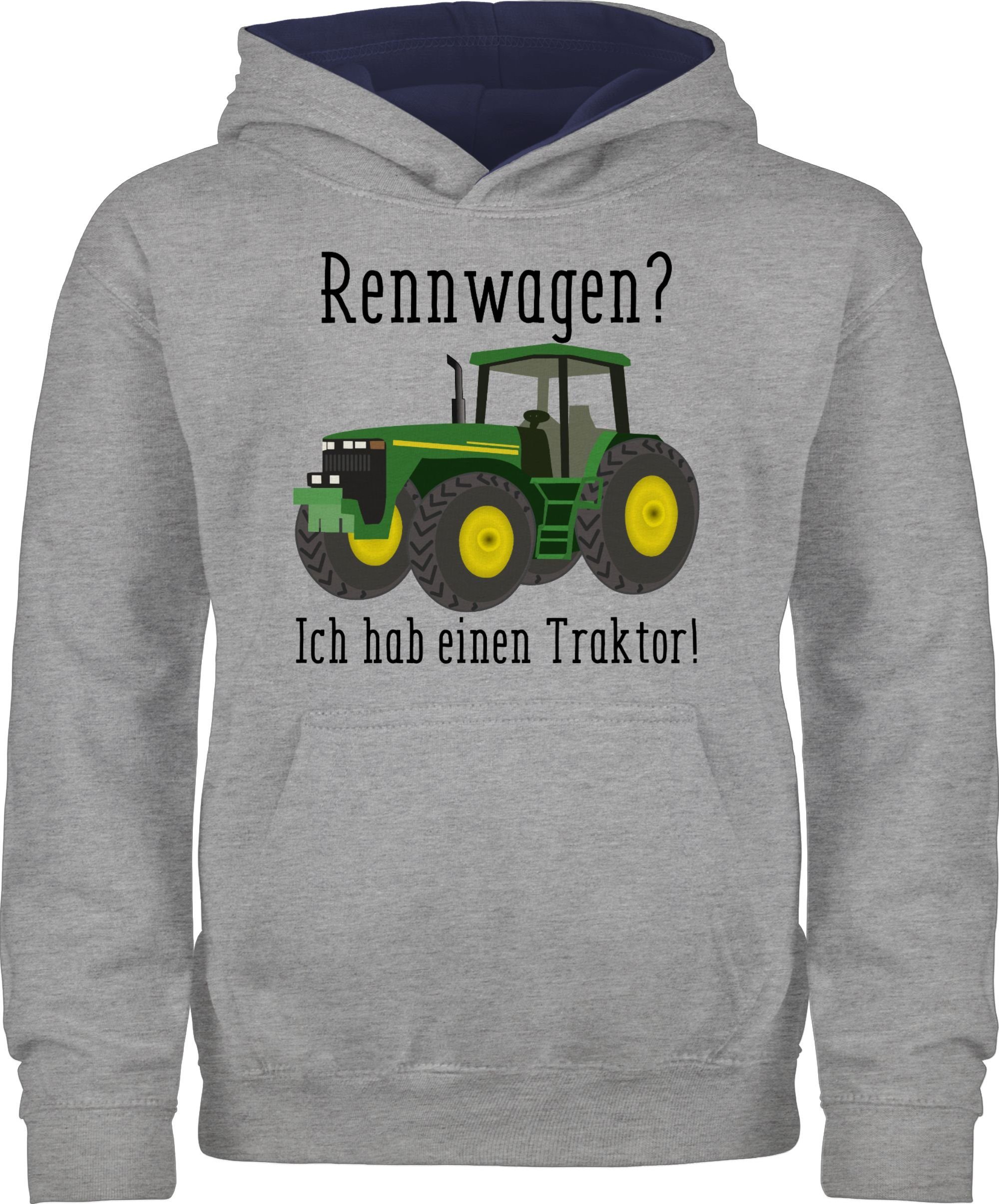 Shirtracer Hoodie Rennwagen Ich habe einen Traktor - Geschenk Landwirt Trecker Bauer Ges Traktor 1 Grau meliert/Navy Blau