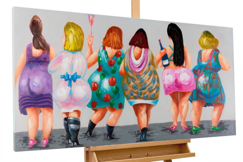 KUNSTLOFT Gemälde Girls Night 120x60 cm, Leinwandbild 100% HANDGEMALT Wandb günstig online kaufen