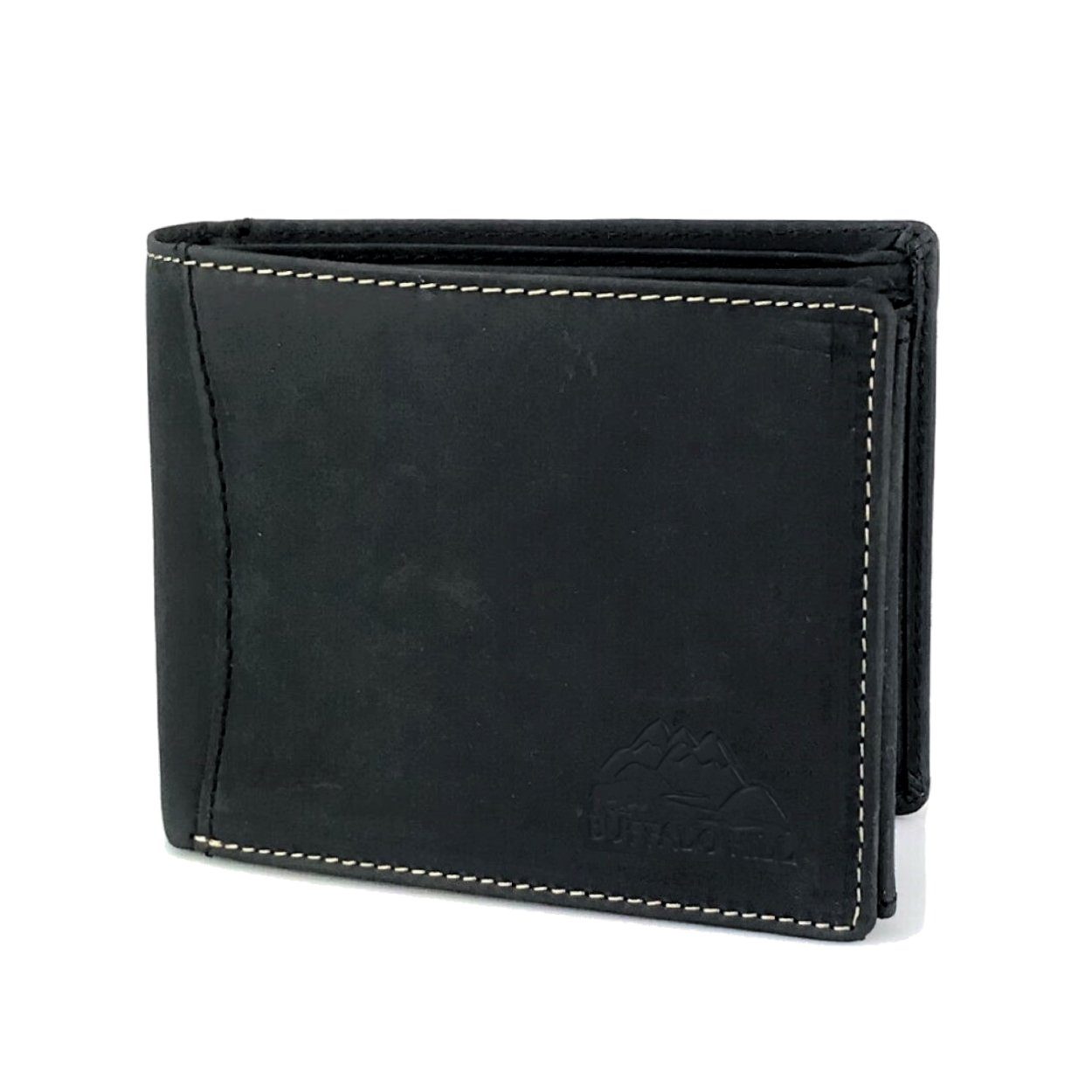 L&B Geldbörse Büffelleder Portemonnaie, integrierter RFID-Schutz, elegantes Wallet im Querformat mit 8 Kartenfächern in Grau Graphit