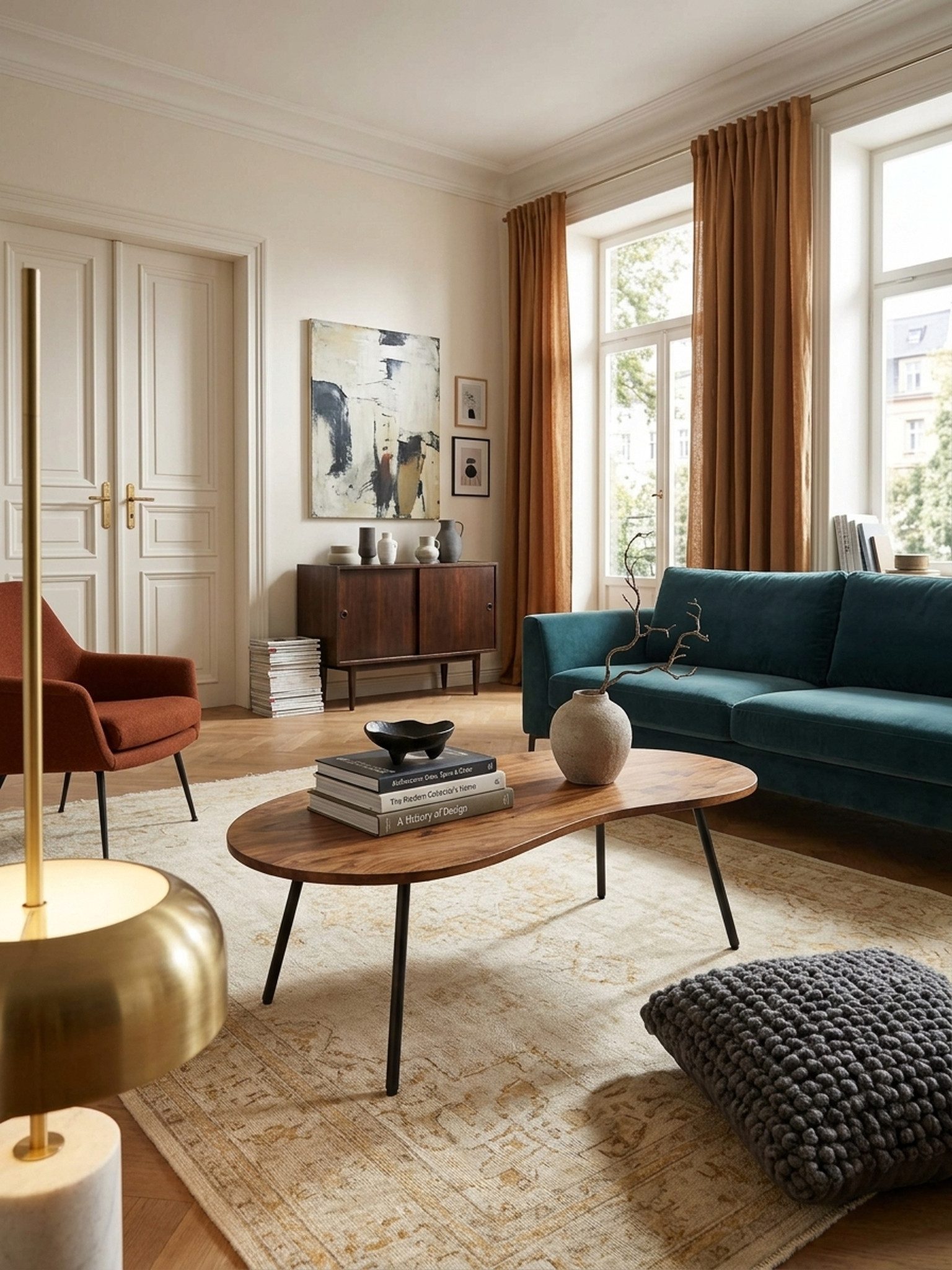 KADIMA DESIGN Couchtisch Nierentisch Massivholz mit Metallbeinen, Holztisch Massivholztisch (Massivholztisch, Tisch Flach Modern), Schwarz, Nierentisch Massivholz, Holztisch Tischbeine Metall, Cooler