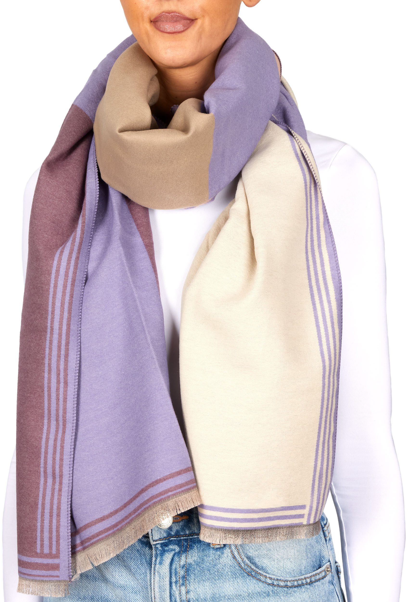 Schal Cashmirillo Damen Schal mit Quadrat Muster - Warm und Kuschelig