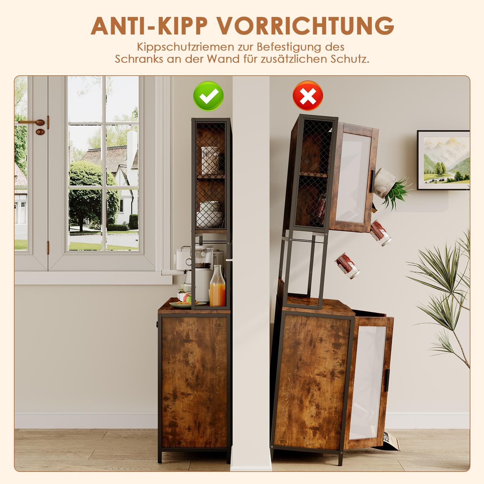 Dripex kitchen buffet, kitchen cabinet, buffet cabinet with worktop, 181cm high