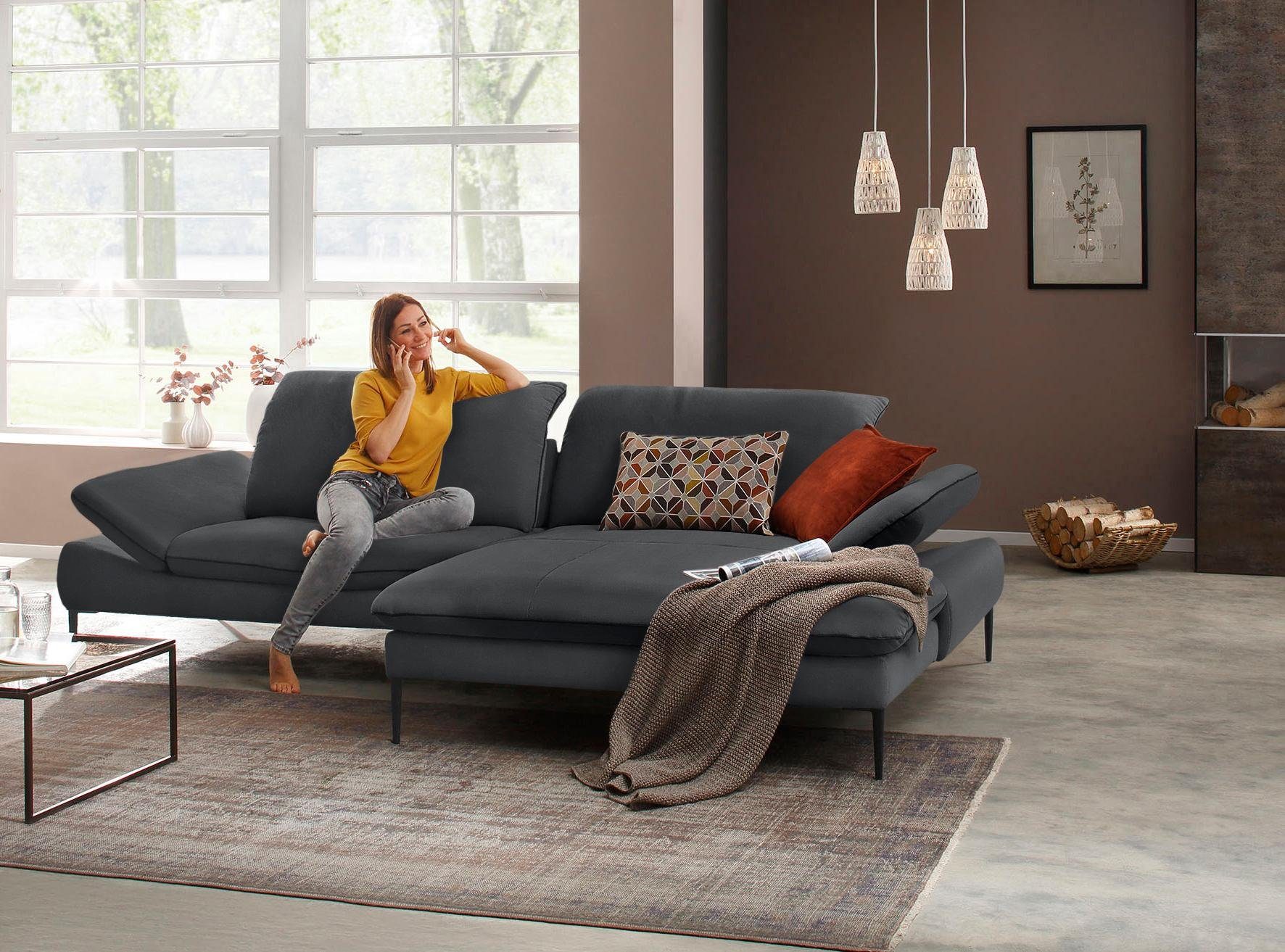 W.SCHILLIG Ecksofa enjoy&MORE, Designsofa, elegant und bequem, L-Form, Sitztiefenverstellung, Füße schwarz pulverbeschichtet, Breite 294 cm