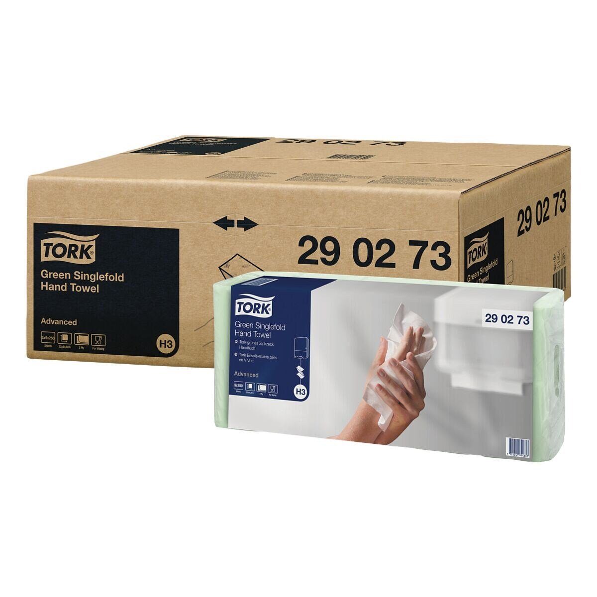TORK Papierhandtuch Advanced C & C H3, 2-lagig, 24,8 cm x 23 cm, Z-Falzung, Recyclingfaser, 3750 Blatt