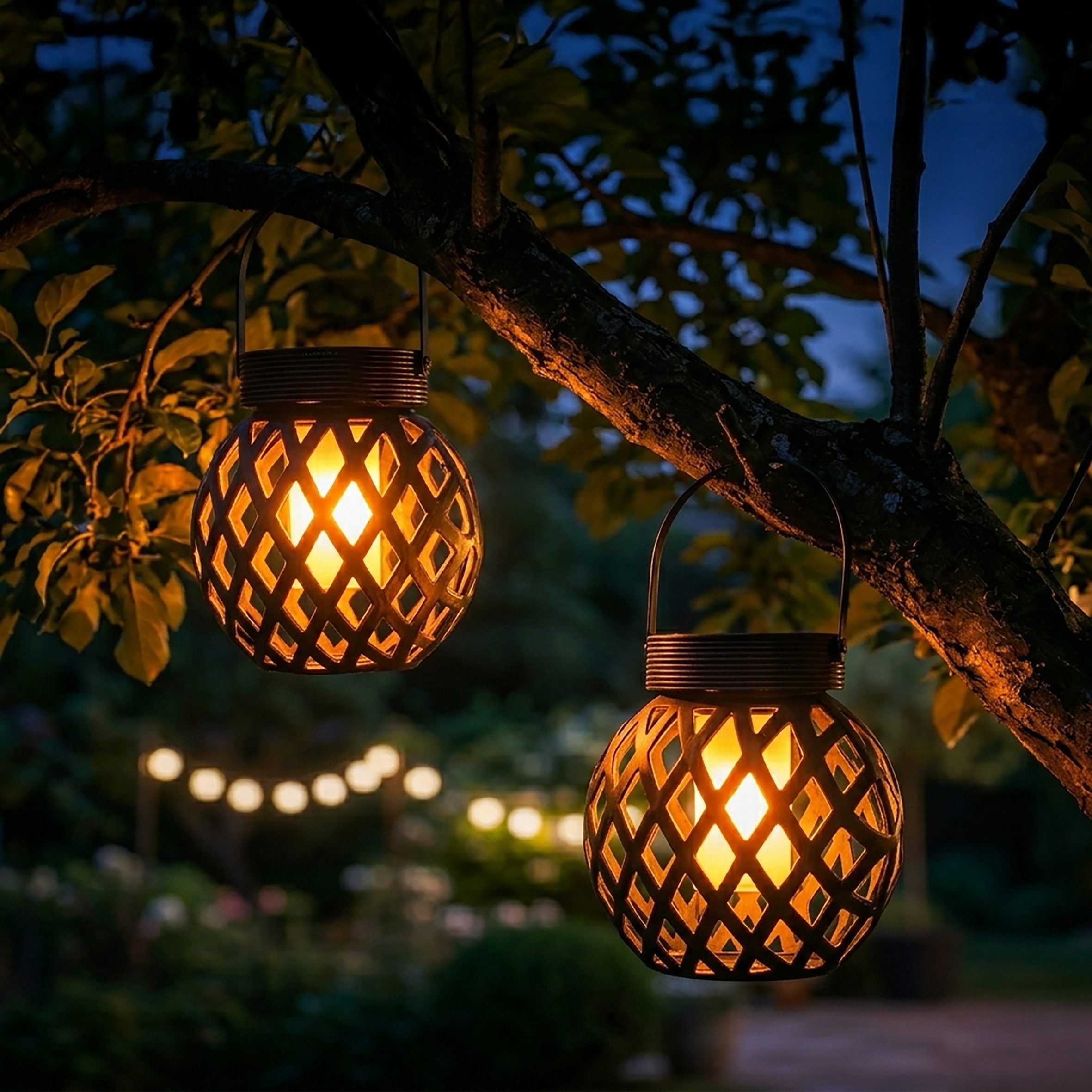 Spetebo LED Solarleuchte LED Laterne zum Hängen mit Flammeneffekt, Dämmerungssensor, LED fest integriert, orange, Gartenlaterne Solar betrieben