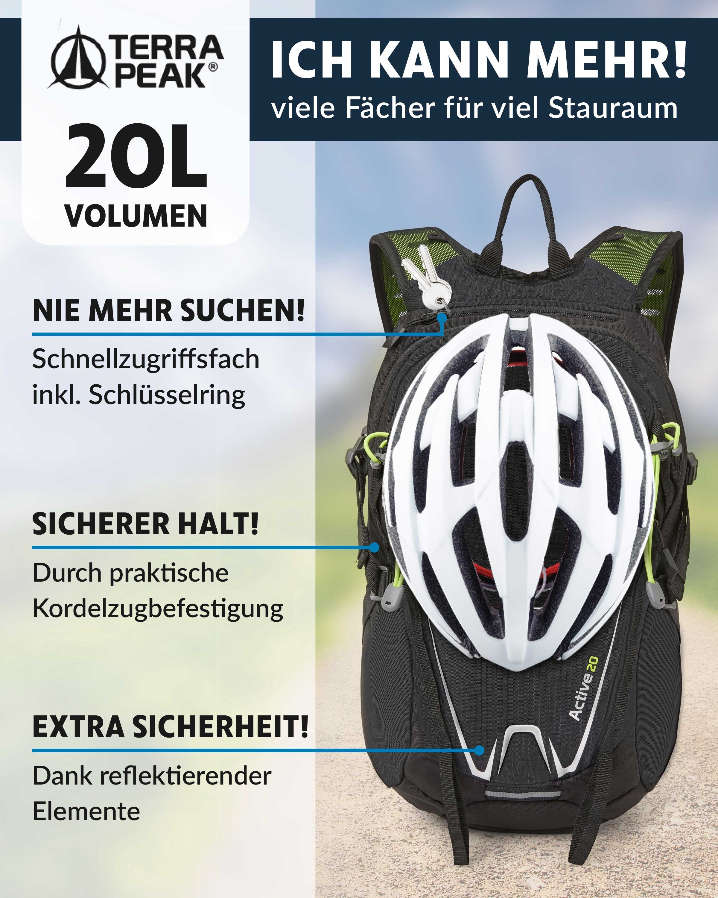 Terra Peak Sportrucksack Active 20, 20L klein mit YKK Reißverschluss Trekkingrucksack mit Hüftgurt