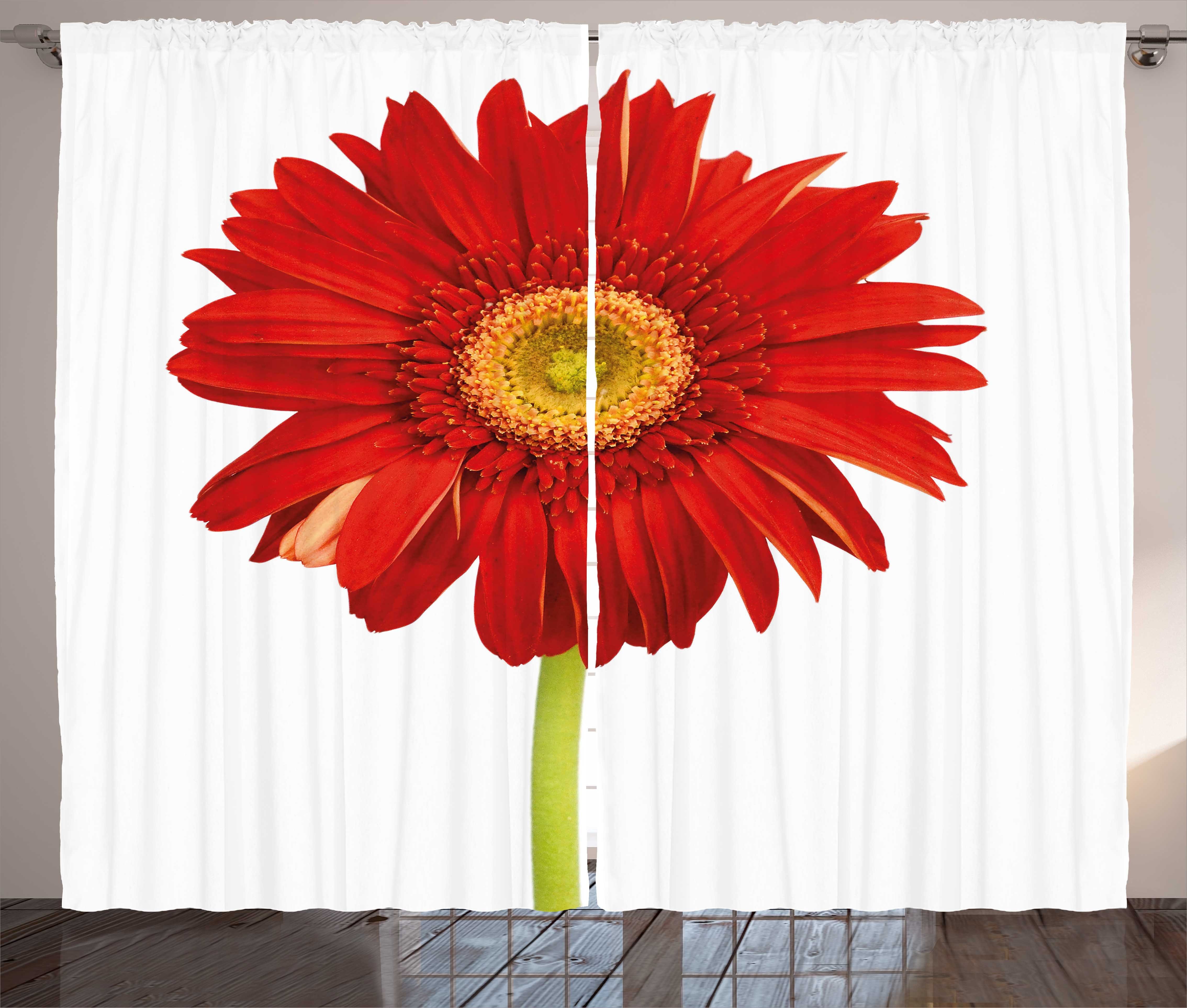 Gardine Schlafzimmer Kräuselband Vorhang mit Schlaufen und Haken, Abakuhaus, Gerber Daisy Nahaufnahme-Blumen-Foto