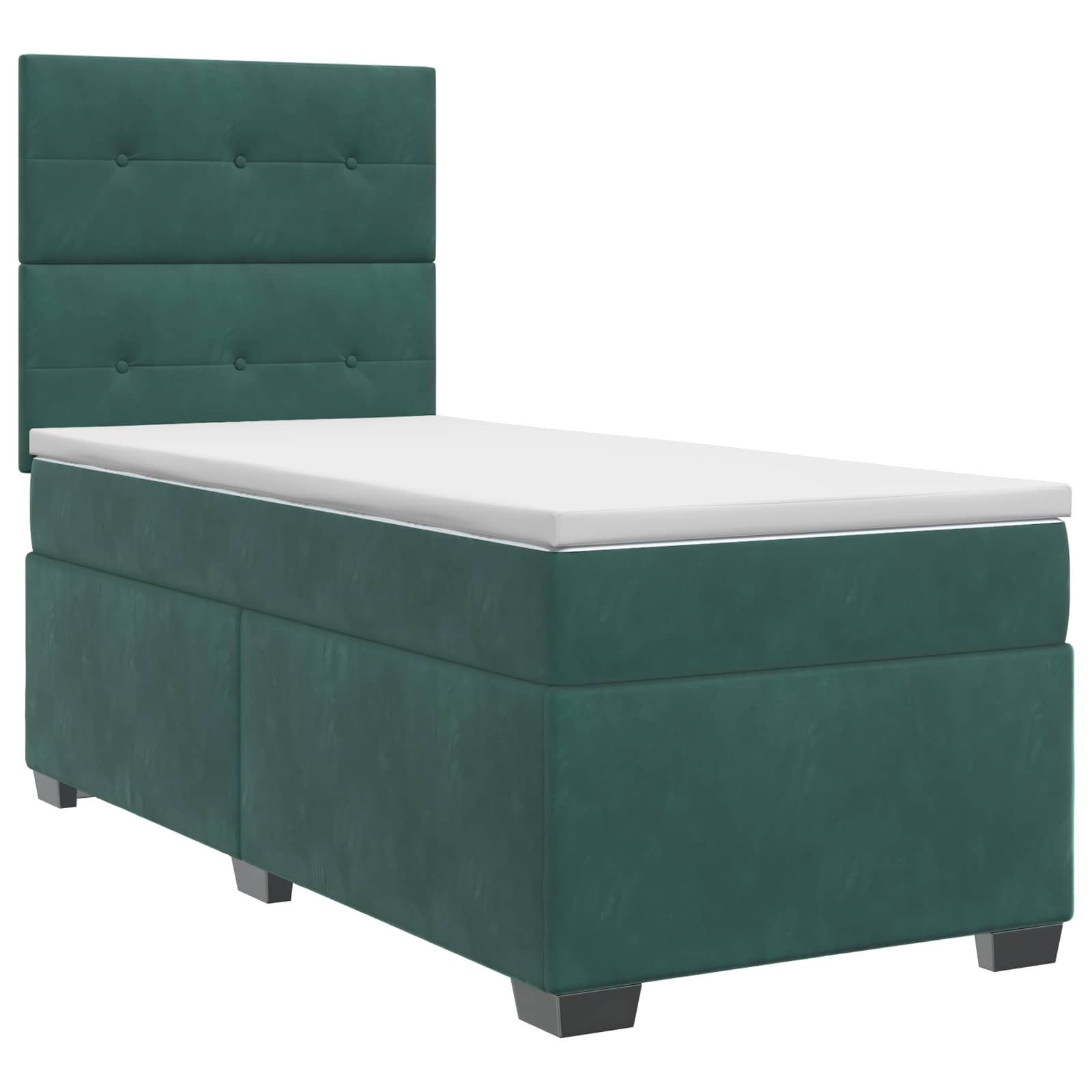 vidaXL Bett Boxspringbett mit Matratze Dunkelgrün 90 x 200 cm Samt (1-tlg)