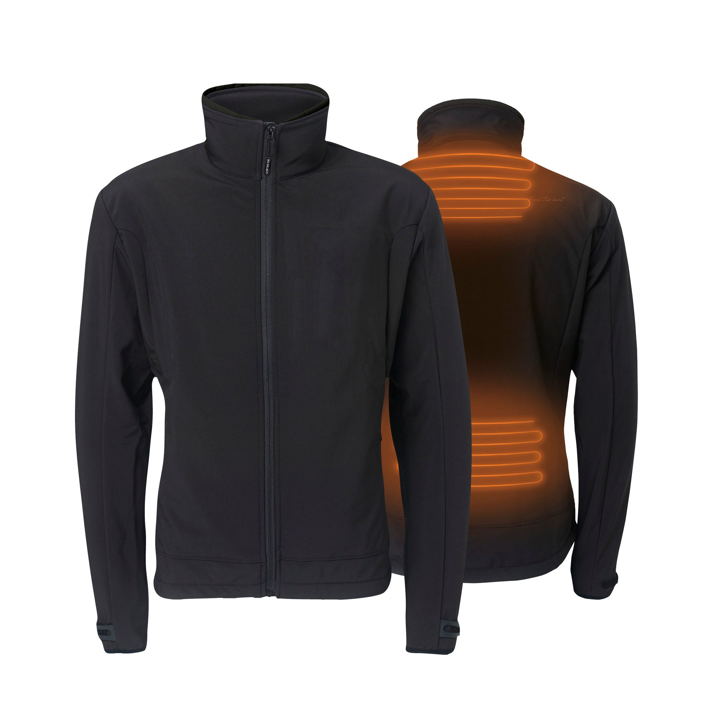 30seven Softshelljacke beheizte Softshelljacke Regular Fit - Schwarz 7,4V Set inkl. Powerbank & Ladegerät