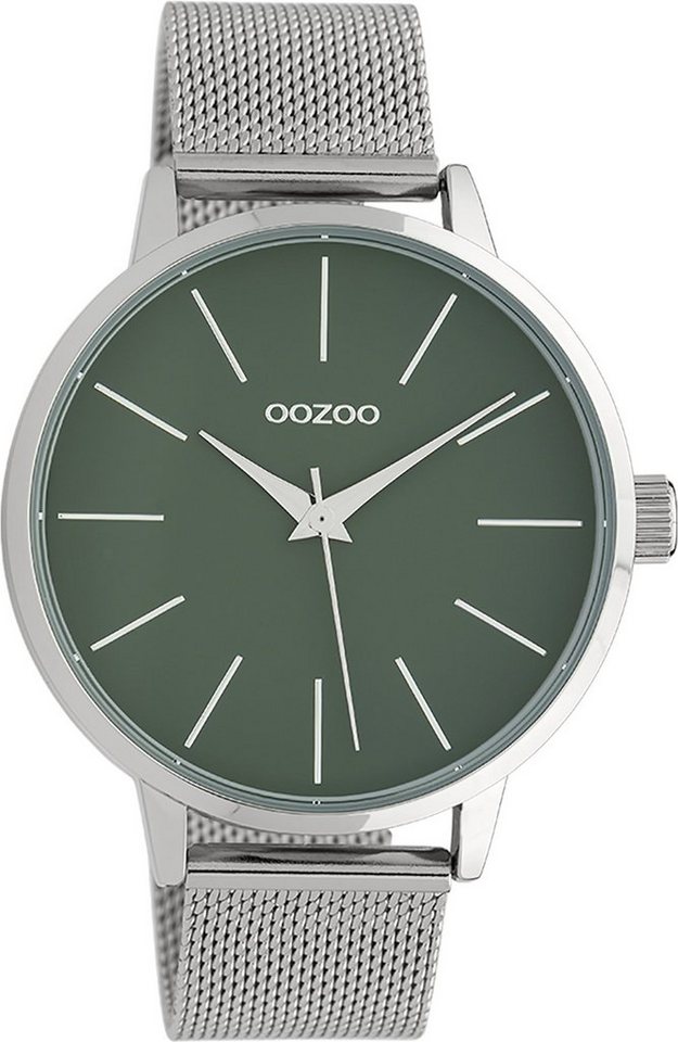 OOZOO Quarzuhr Oozoo Damen Armbanduhr Timepieces Analog, Damenuhr rund,  groß (ca. 45mm) Metallarmband, Fashion-Style, Indizes: stripes